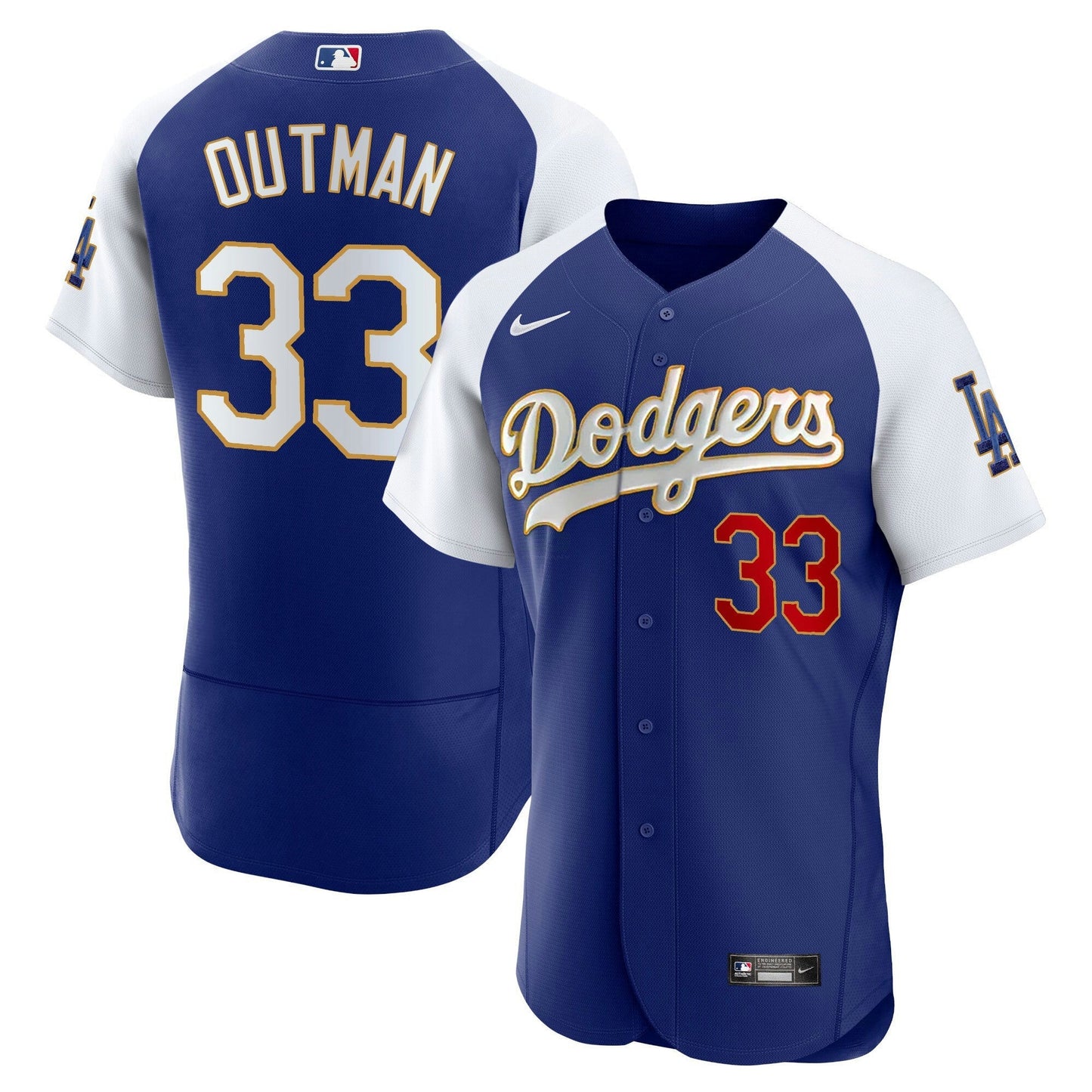 Camisa MLB Men’s Los Angeles Gold Trim Flex Base Jersey