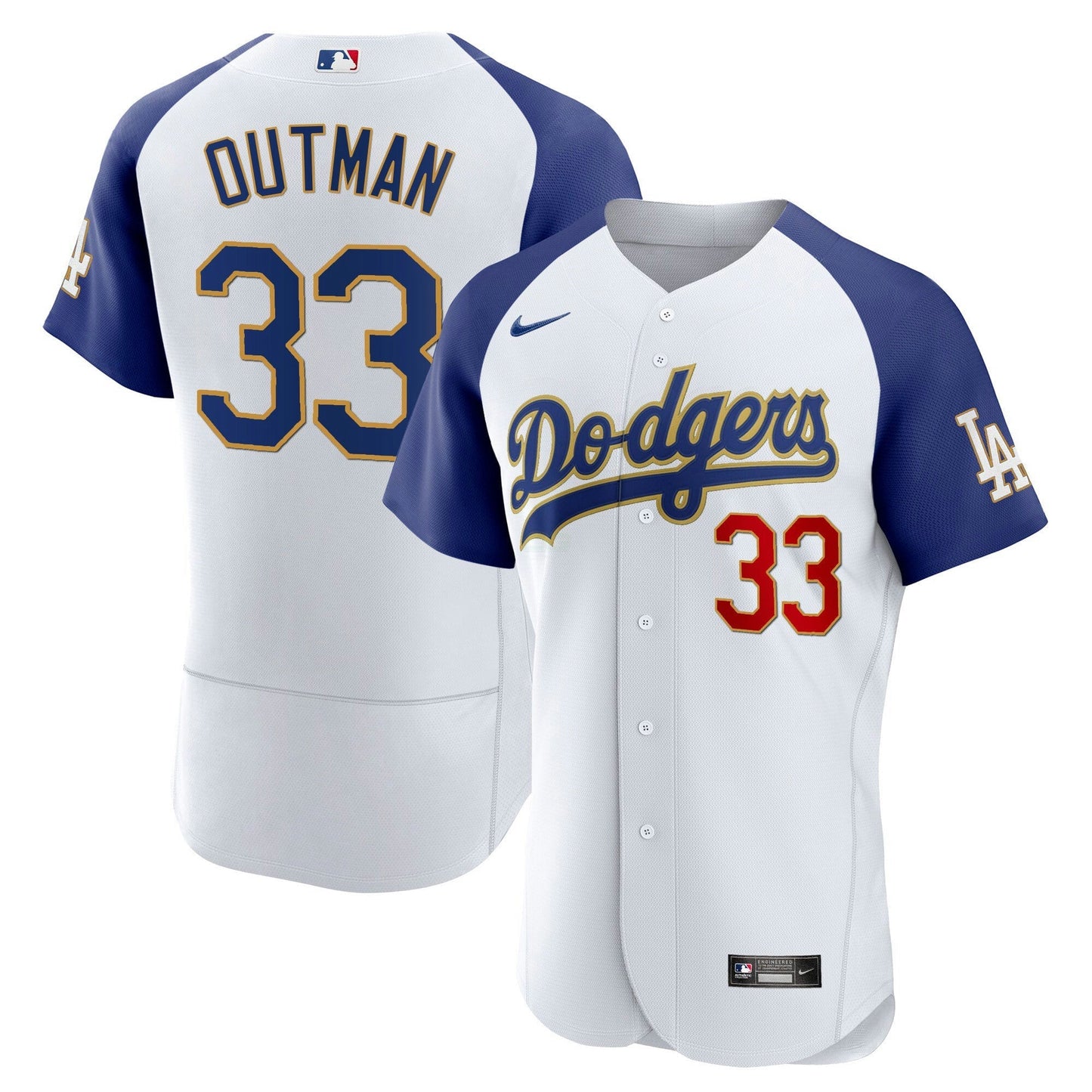 Camisa MLB Men’s Los Angeles Gold Trim Flex Base Jersey