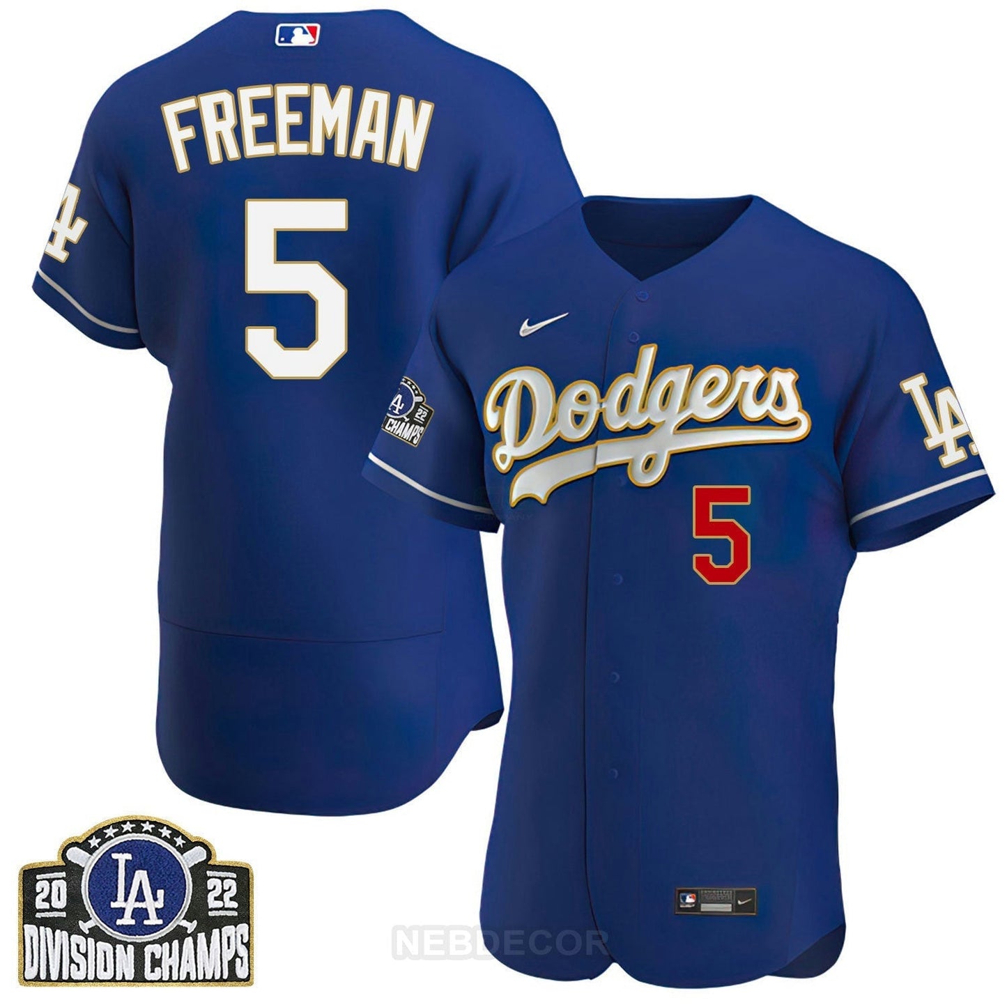 Camisa MLB Men’s Los Angeles NL West Division Champs 2022 Dourada Trim Jersey