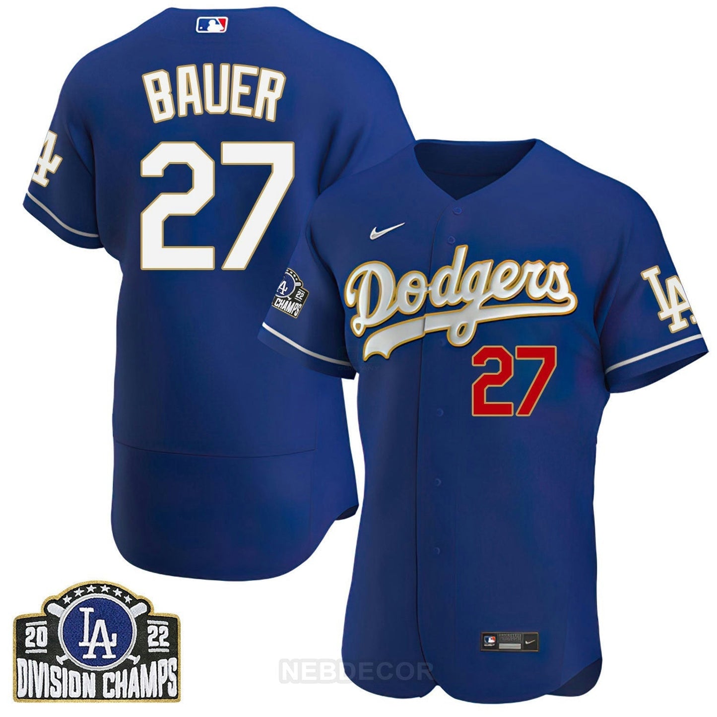 Camisa MLB Men’s Los Angeles NL West Division Champs 2022 Dourada Trim Jersey
