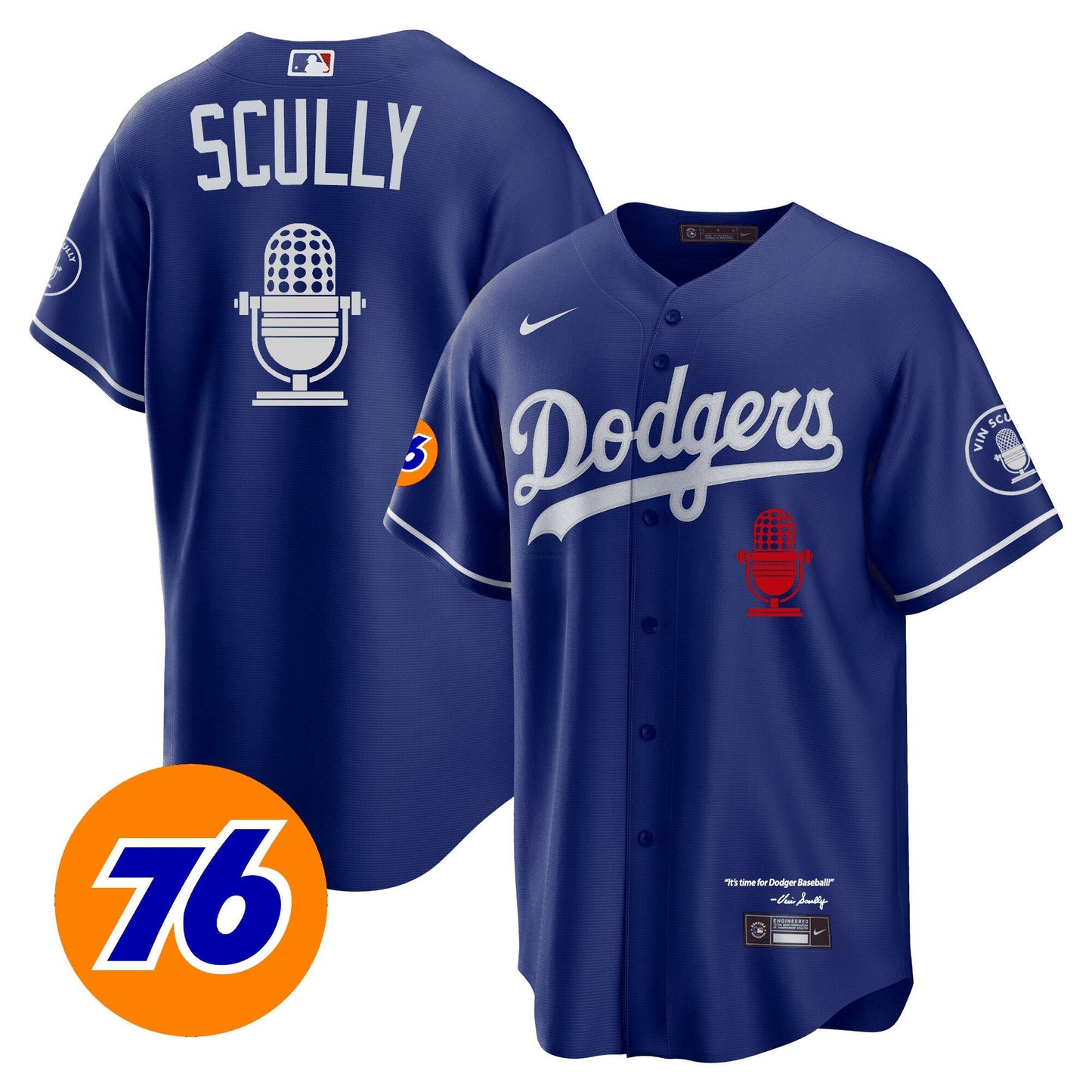 Camisa MLB Men’s Los Angeles Vin Scully 76 Patch Jersey