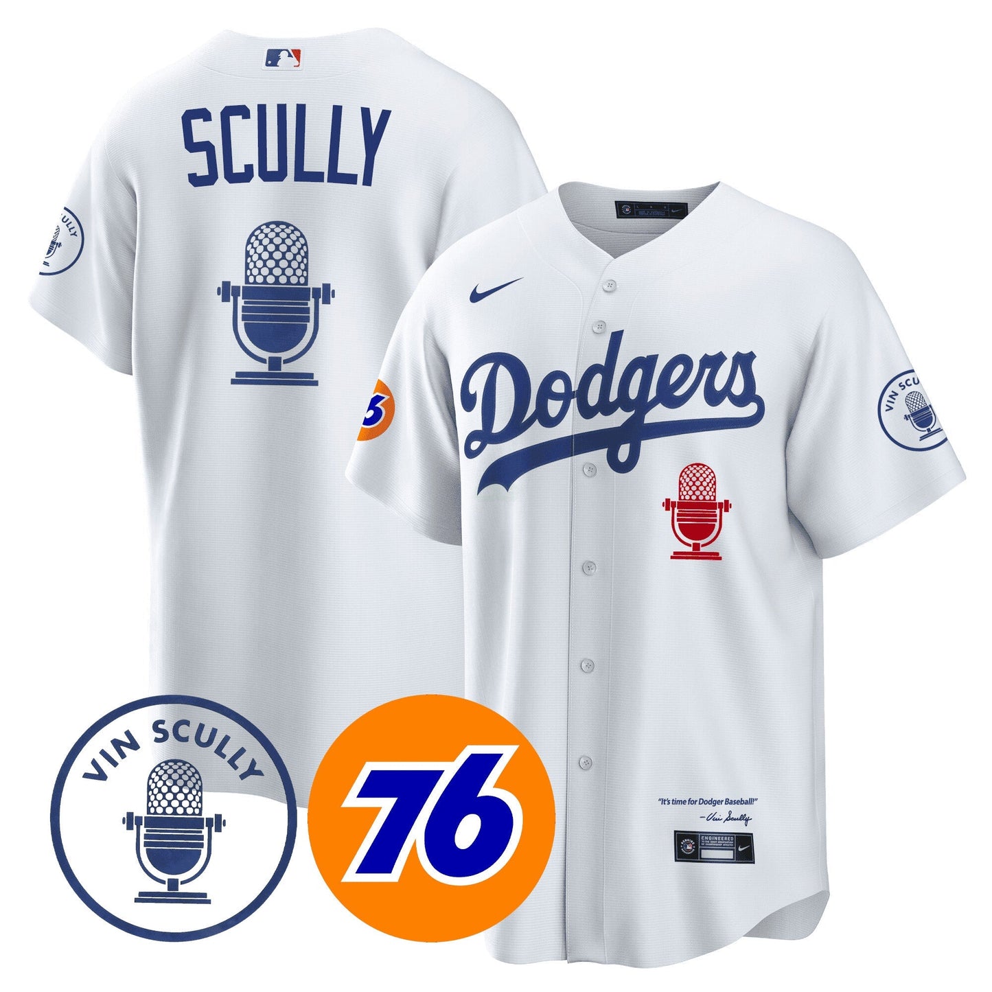 Camisa MLB Men’s Los Angeles Vin Scully 76 Patch Jersey