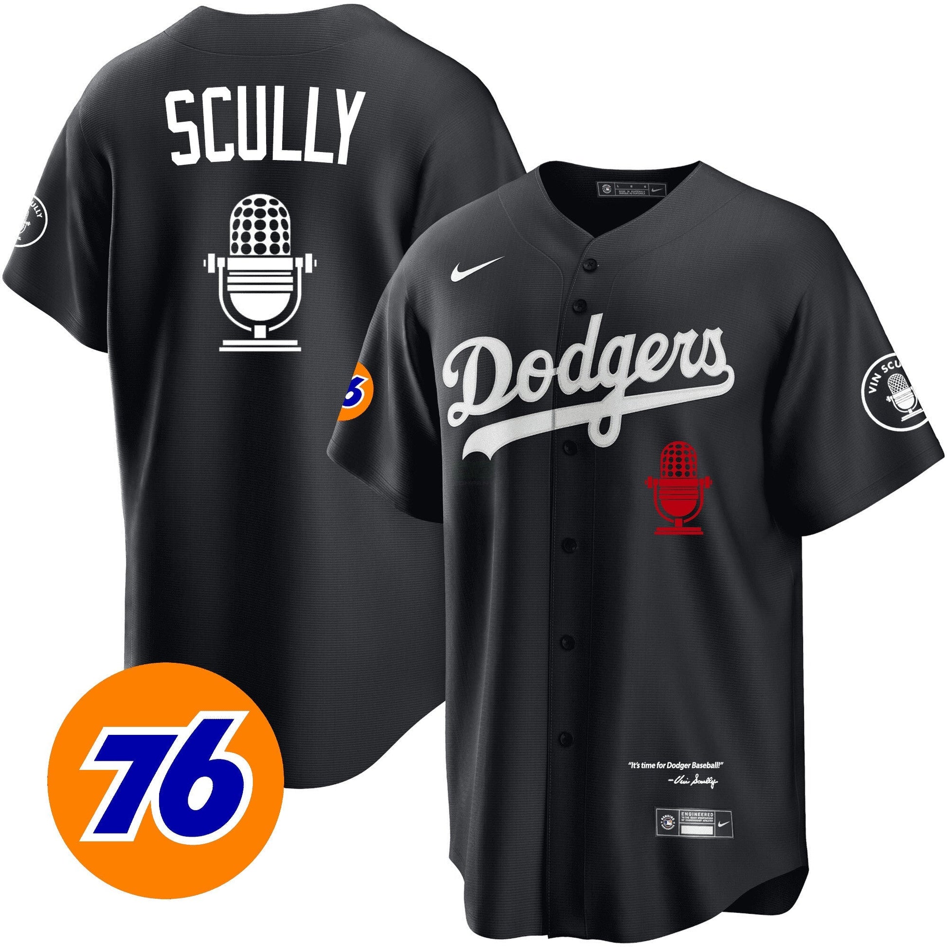 Camisa MLB Men’s Los Angeles Vin Scully 76 Patch Jersey