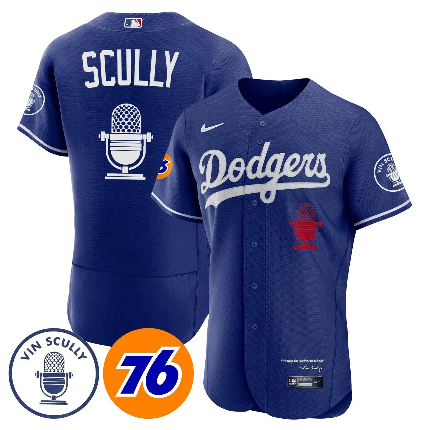 Camisa MLB Men’s Los Angeles Vin Scully 76 Patch Jersey