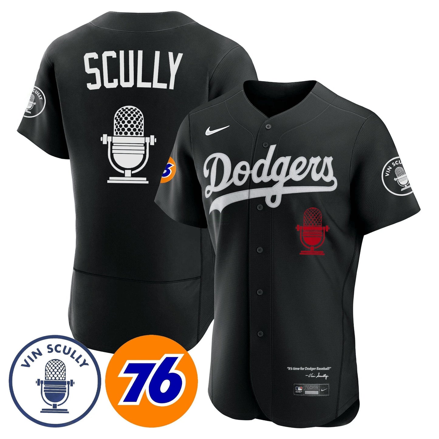 Camisa MLB Men’s Los Angeles Vin Scully 76 Patch Jersey