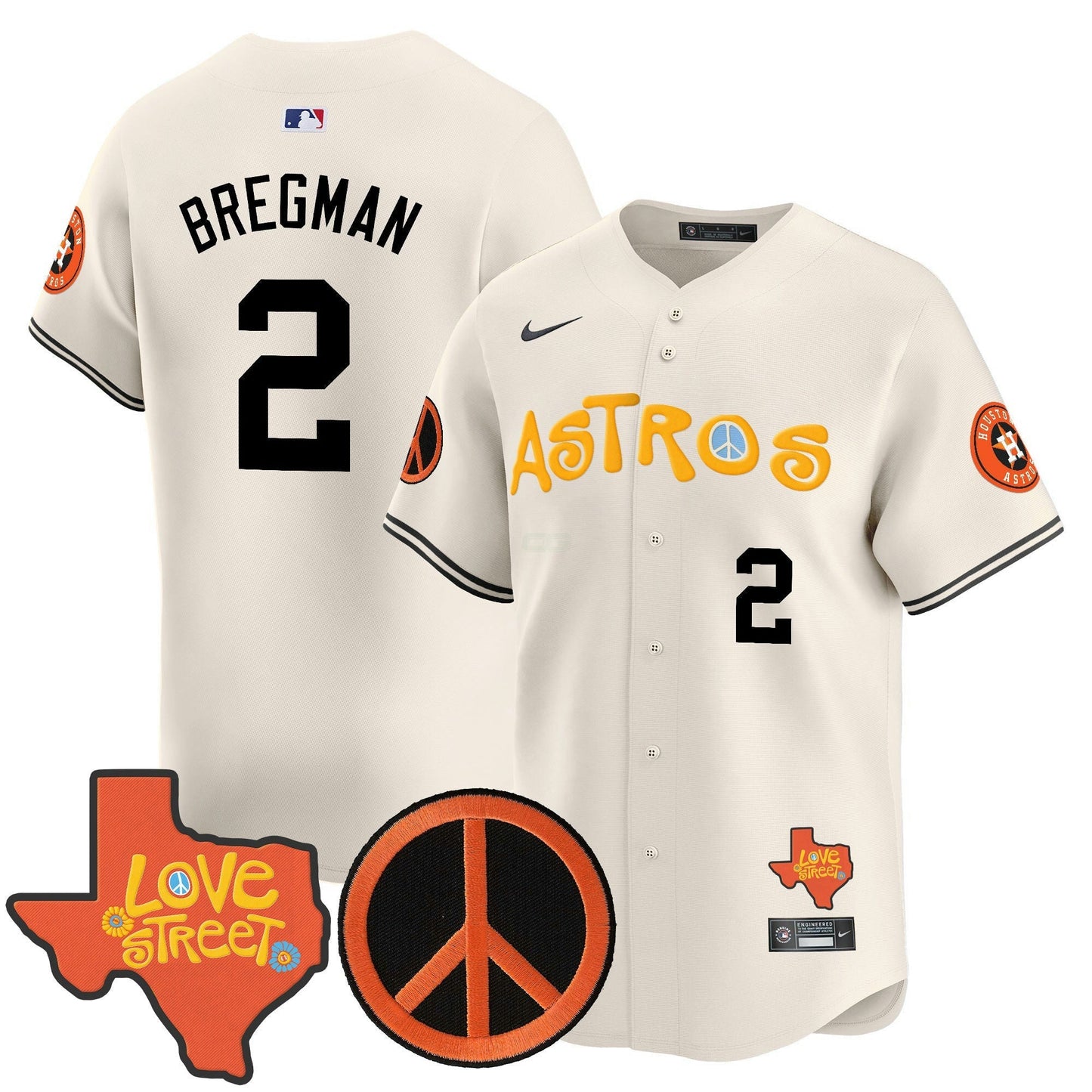 Camisa MLB Men’s Love Street & Peace Sign Patch Vapor Premier Limited Jersey