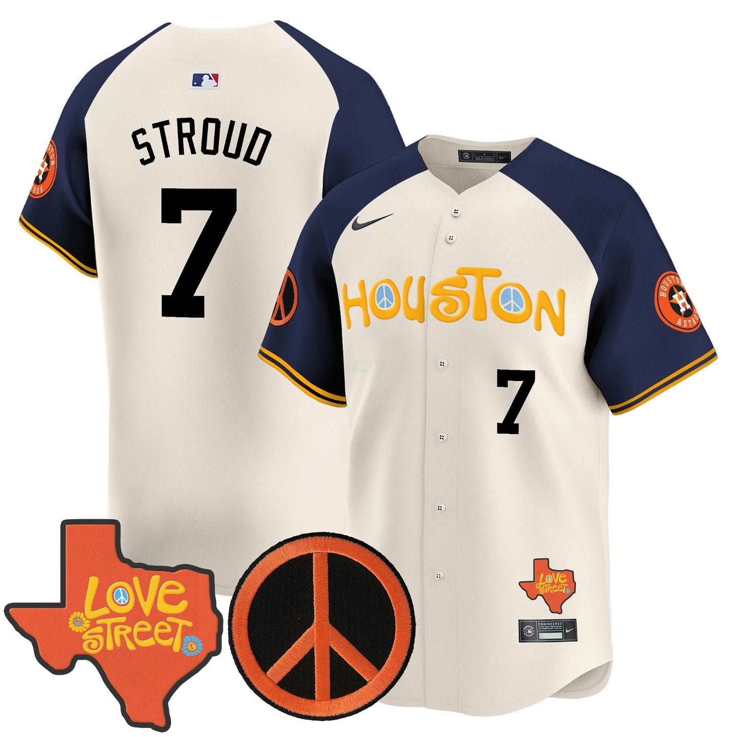 Camisa MLB Men’s Love Street & Peace Sign Patch Vapor Premier Limited Jersey V2