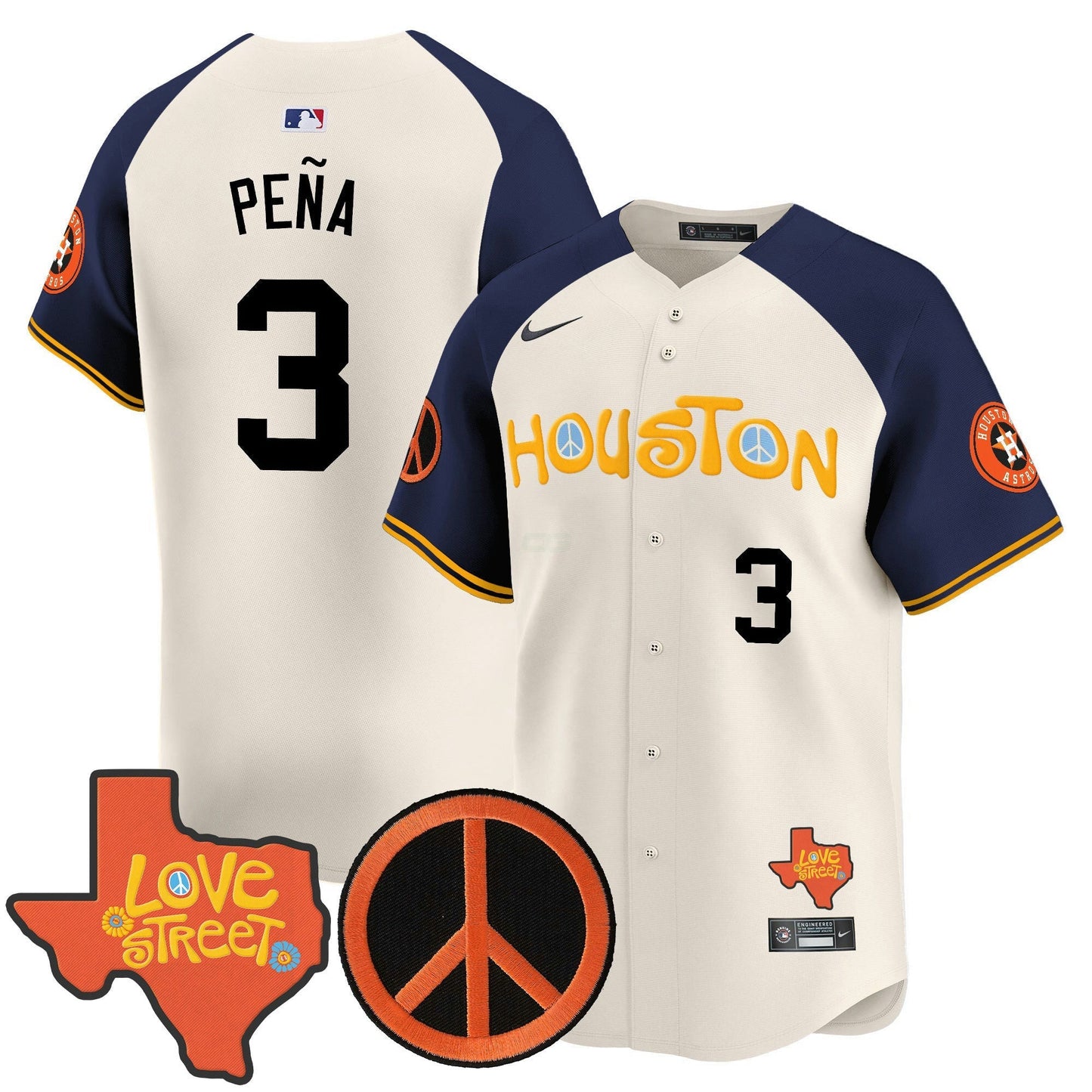 Camisa MLB Men’s Love Street & Peace Sign Patch Vapor Premier Limited Jersey V2