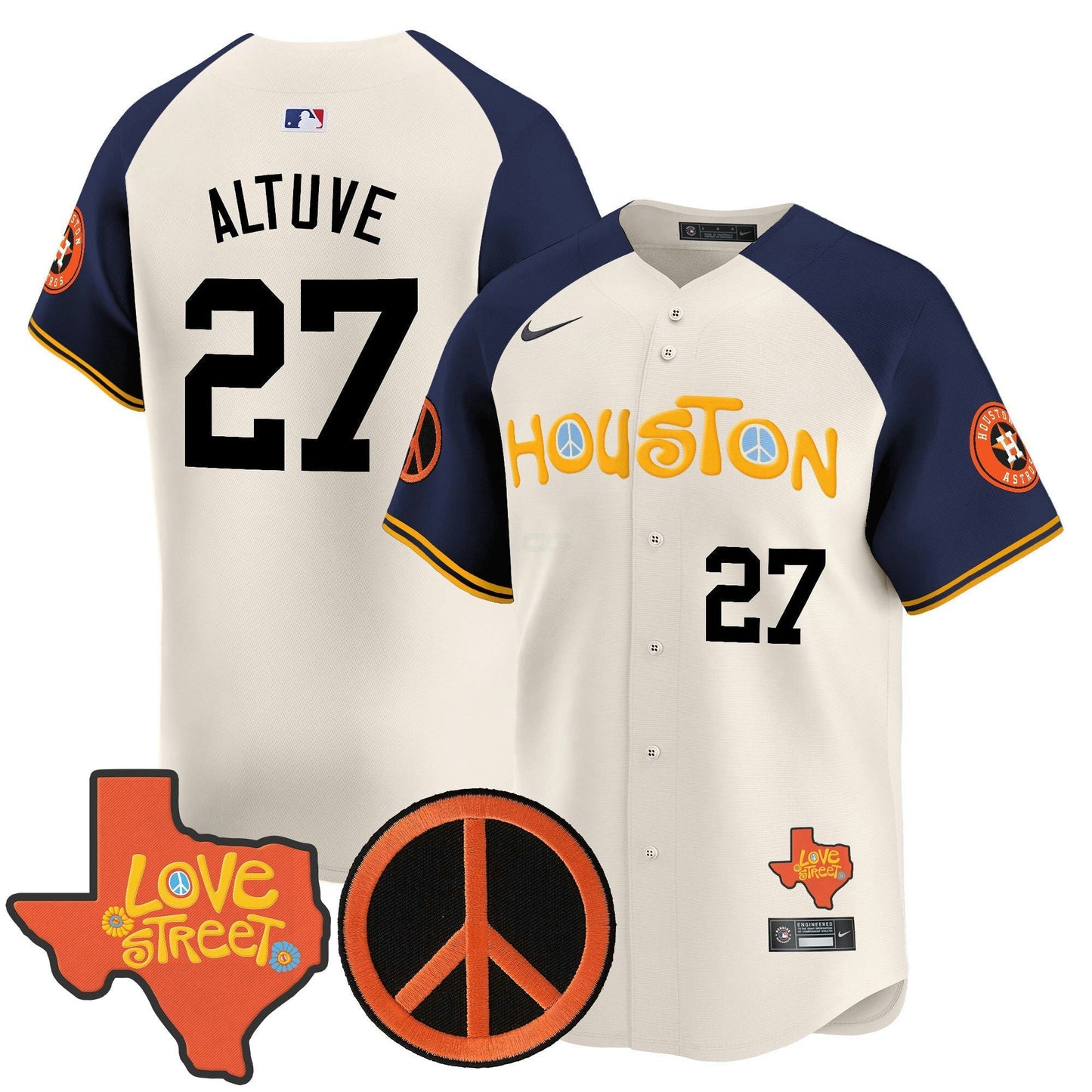 Camisa MLB Men’s Love Street & Peace Sign Patch Vapor Premier Limited Jersey V2