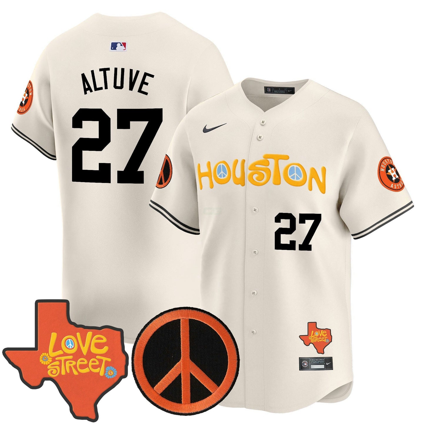 Camisa MLB Men’s Love Street & Peace Sign Patch Vapor Premier Limited Jersey V2
