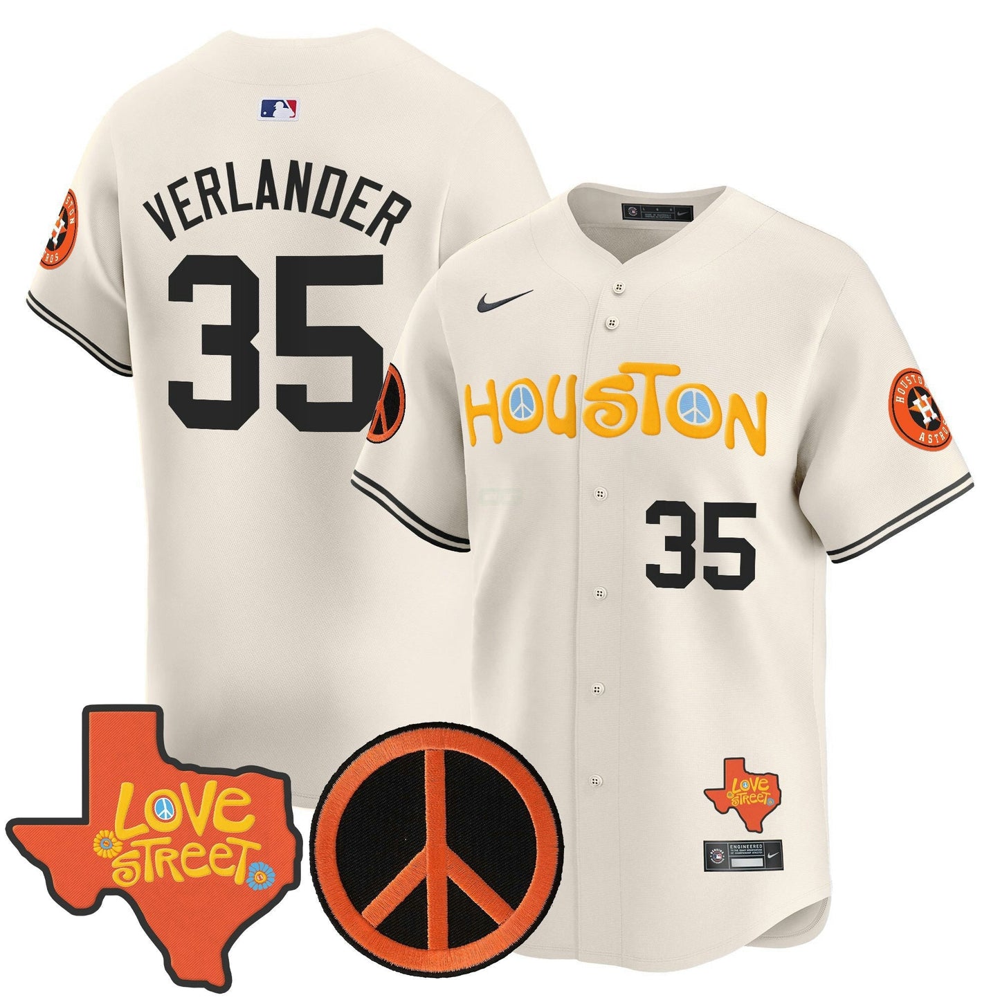 Camisa MLB Men’s Love Street & Peace Sign Patch Vapor Premier Limited Jersey V2