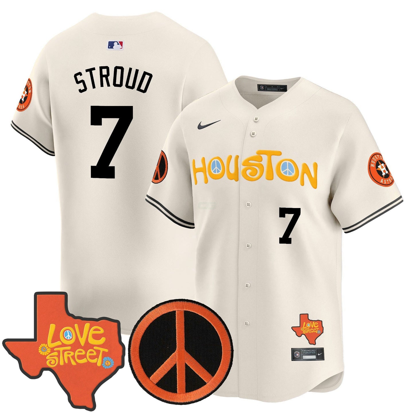 Camisa MLB Men’s Love Street & Peace Sign Patch Vapor Premier Limited Jersey V2