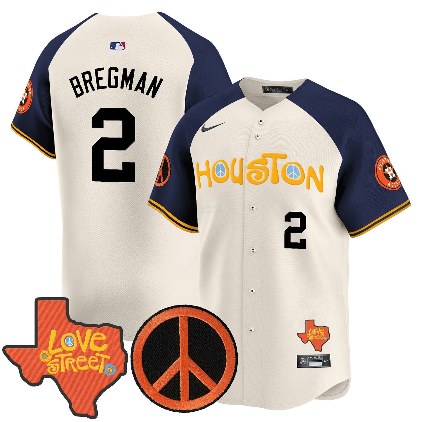 Camisa MLB Men’s Love Street & Peace Sign Patch Vapor Premier Limited Jersey V2