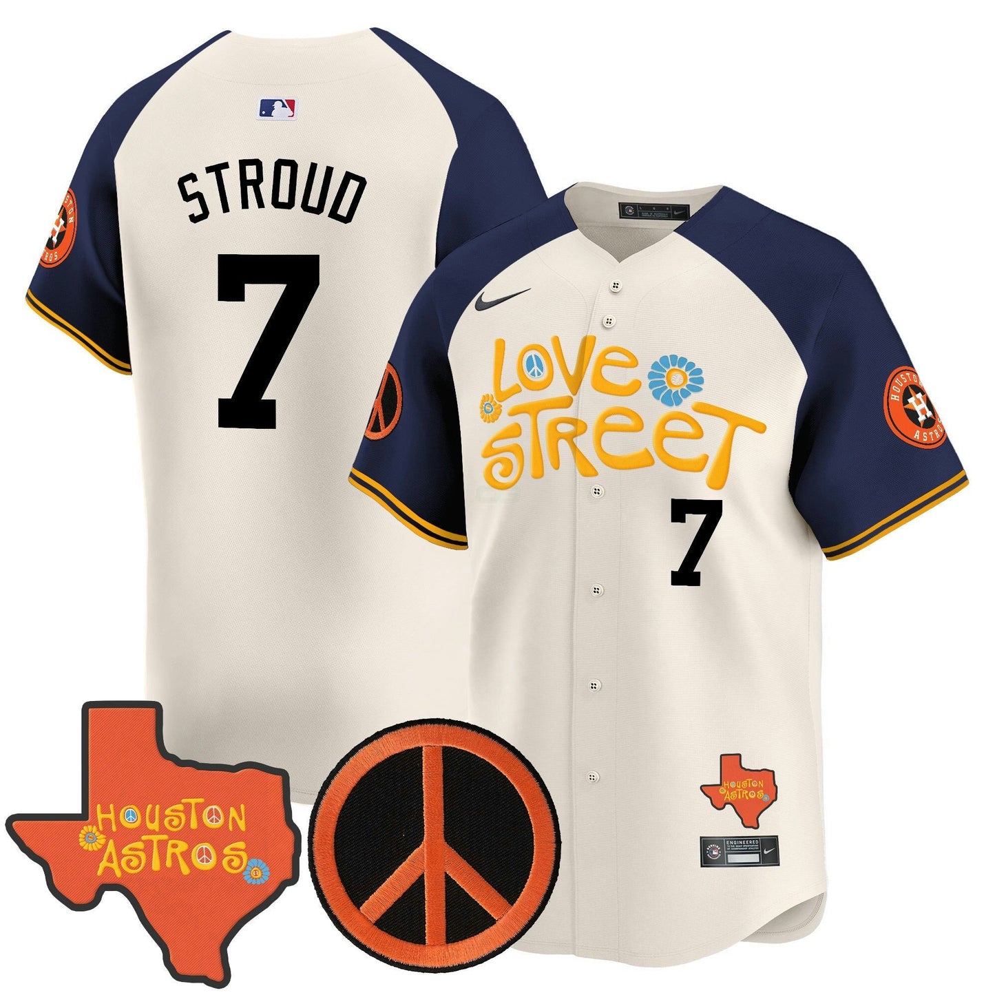 Camisa MLB Men’s Love Street & Peace Sign Patch Vapor Premier Limited Jersey V3
