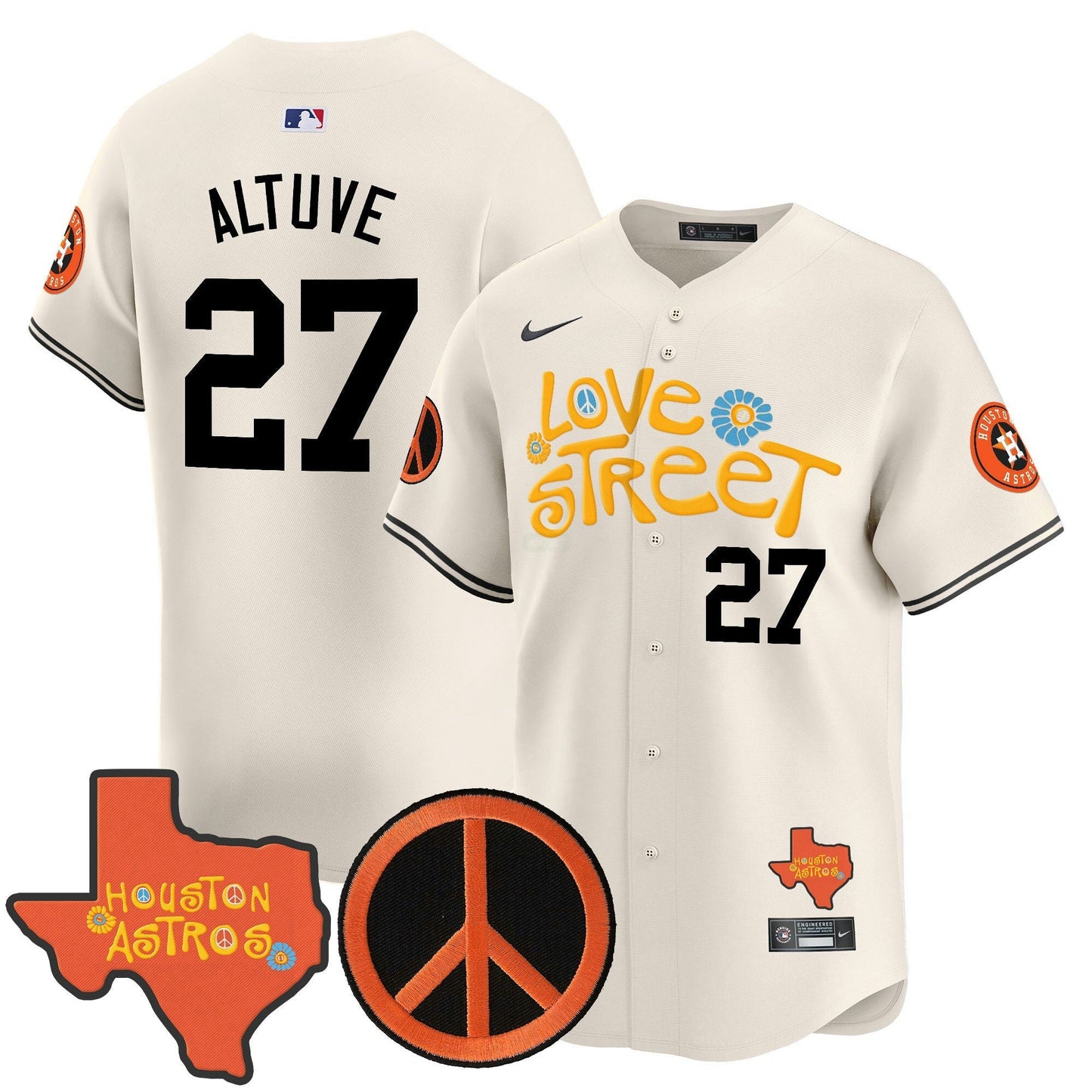 Camisa MLB Men’s Love Street & Peace Sign Patch Vapor Premier Limited Jersey V3