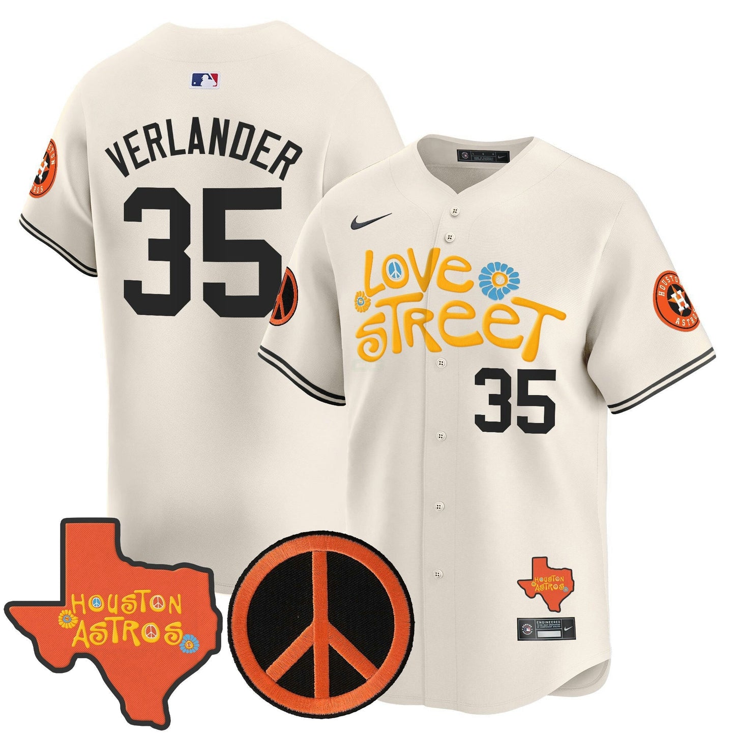 Camisa MLB Men’s Love Street & Peace Sign Patch Vapor Premier Limited Jersey V3