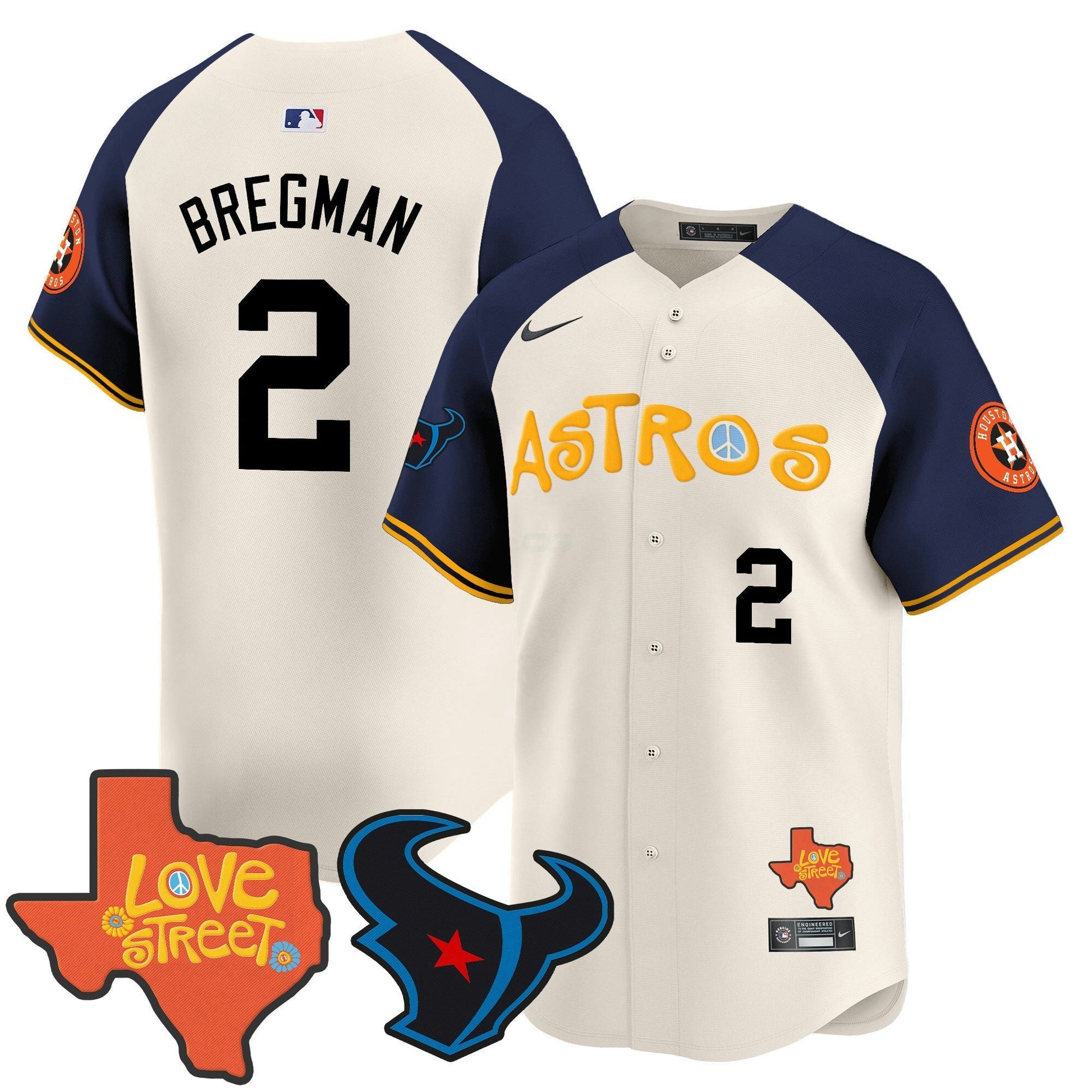 Camisa MLB Men’s Love Street & Texans Patch Vapor Premier Limited Jersey