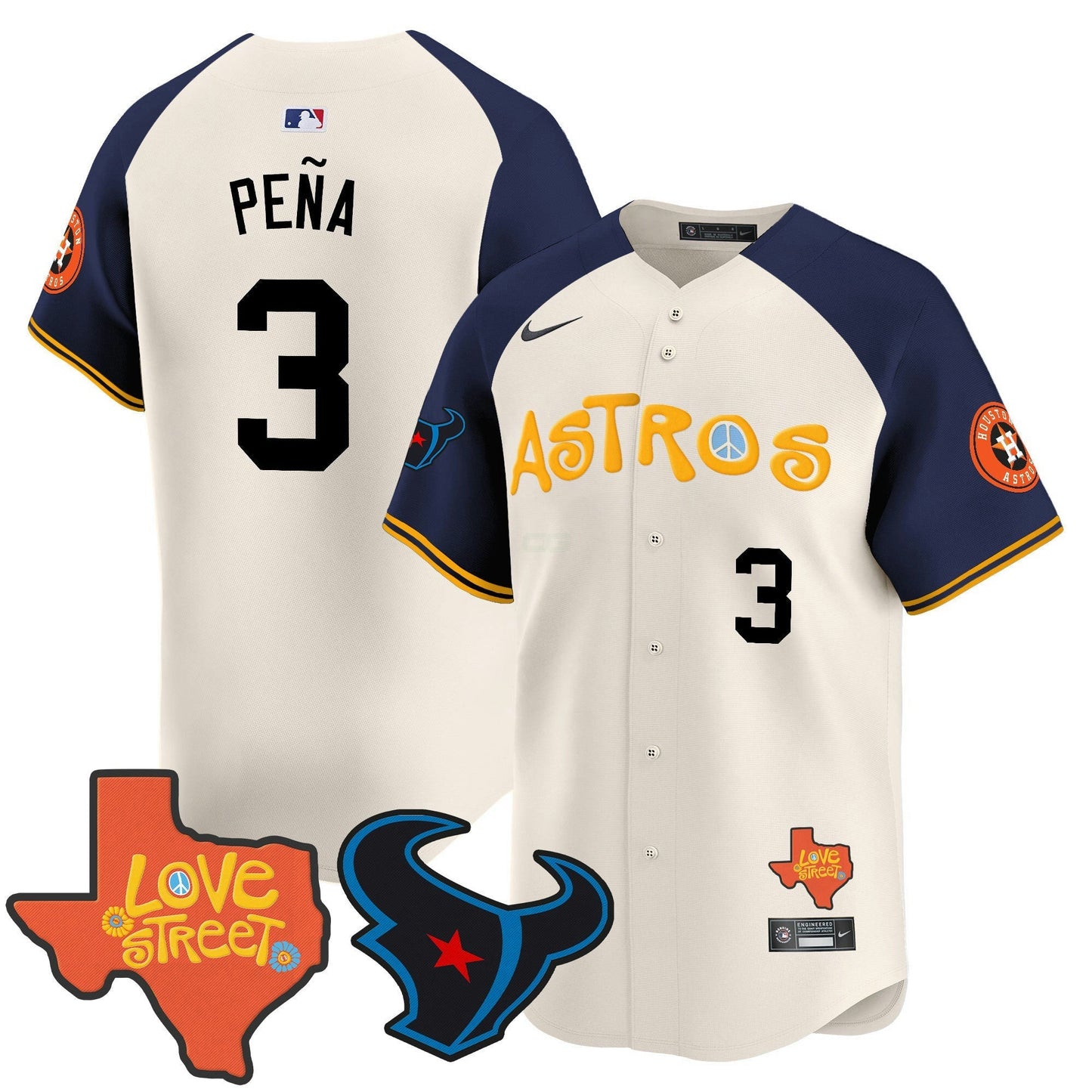 Camisa MLB Men’s Love Street & Texans Patch Vapor Premier Limited Jersey
