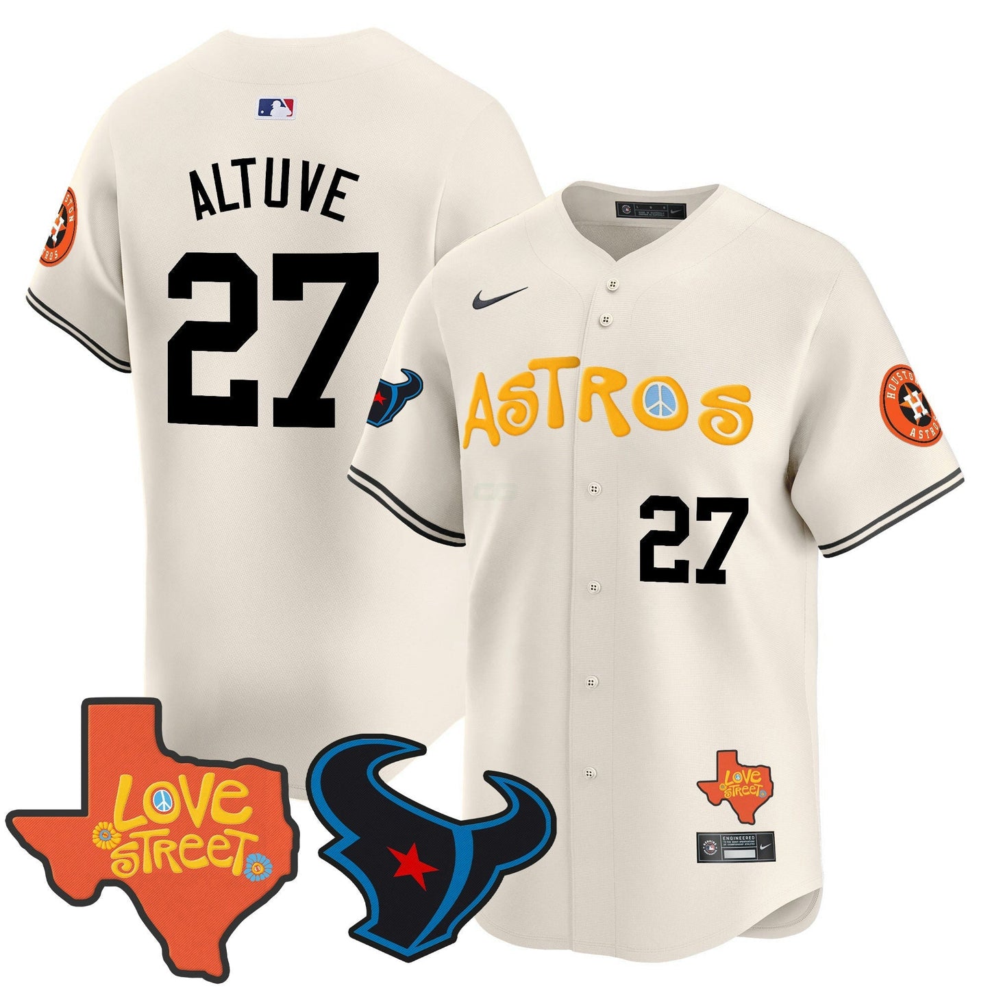 Camisa MLB Men’s Love Street & Texans Patch Vapor Premier Limited Jersey