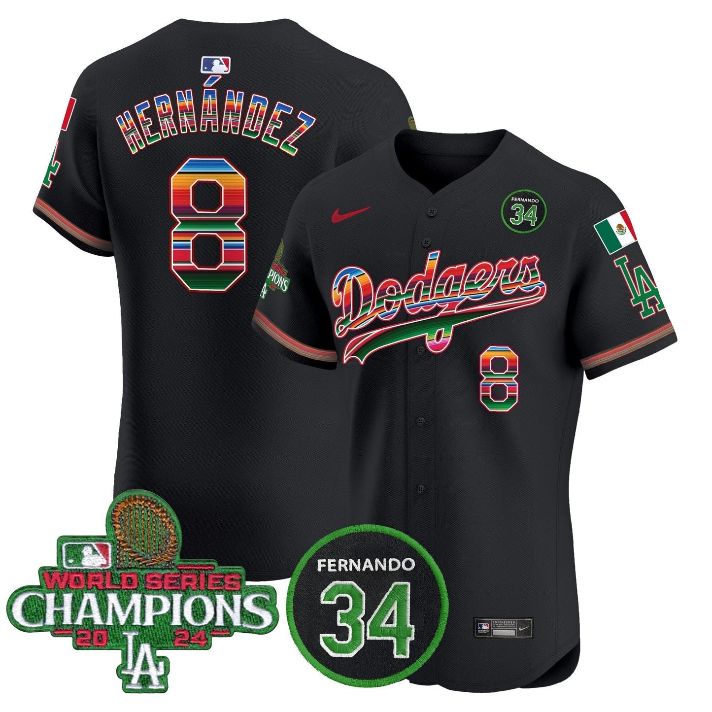 Camisa MLB Men’s Mexico 2024 World Series Champions Vapor Premier Elite Jersey V2
