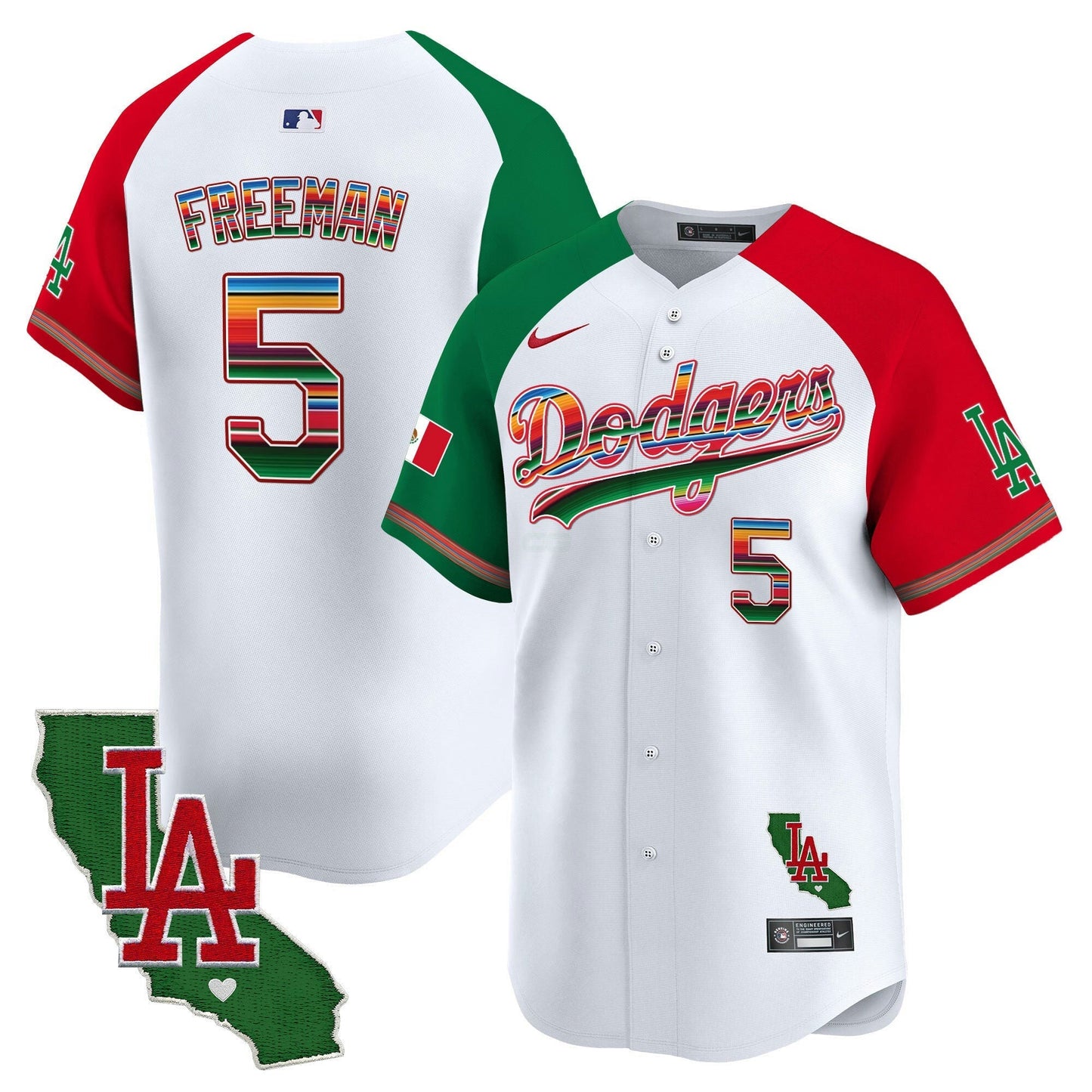Camisa MLB Los Angeles Dodgers Men’s Mexico California Patch Vapor Premier Limited Jersey