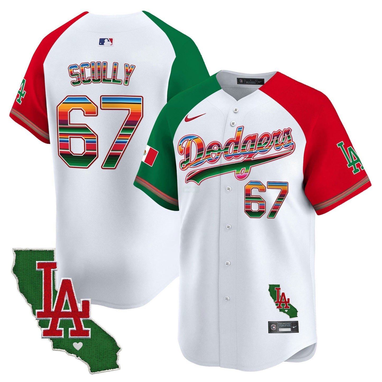 Camisa MLB Los Angeles Dodgers Men’s Mexico California Patch Vapor Premier Limited Jersey