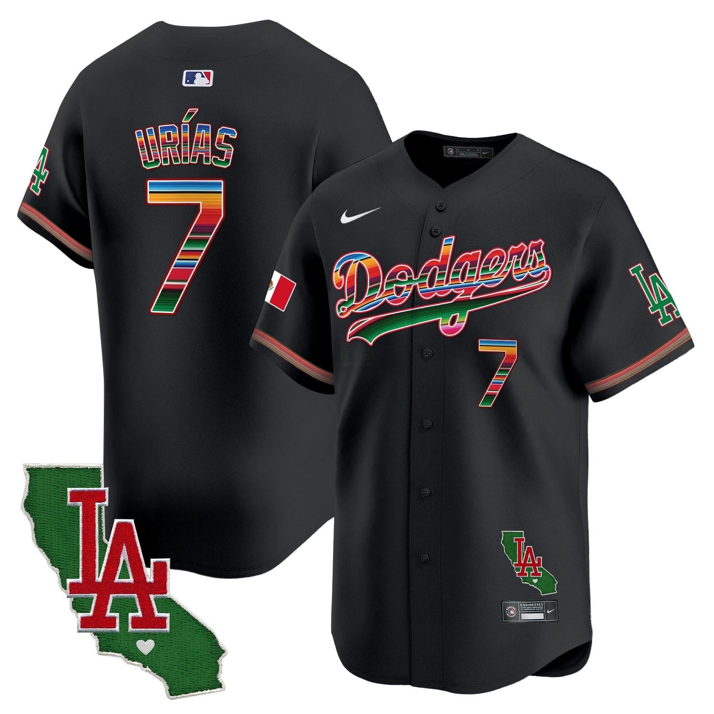 Camisa MLB Los Angeles Dodgers Men’s Mexico California Patch Vapor Premier Limited Jersey