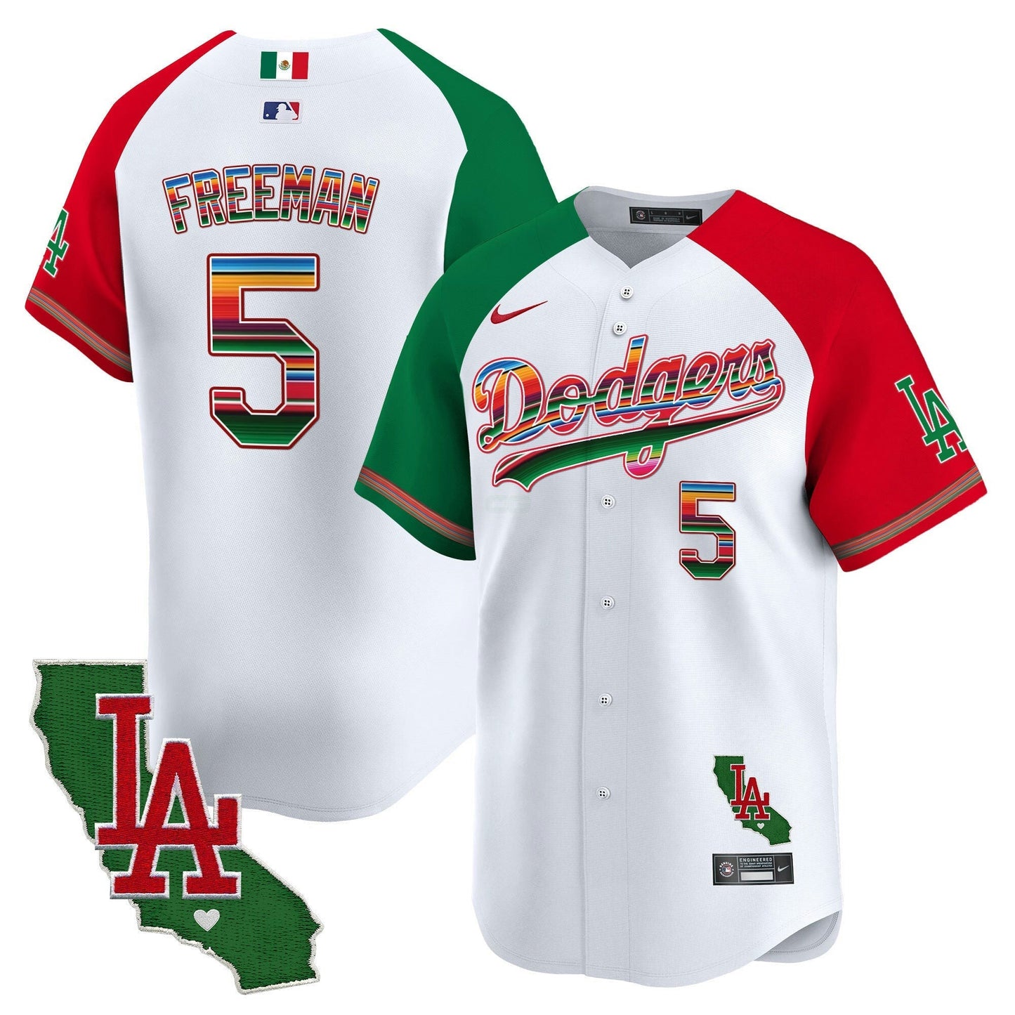 Camisa MLB Los Angeles Dodgers Men’s Mexico California Patch Vapor Premier Limited Jersey V2