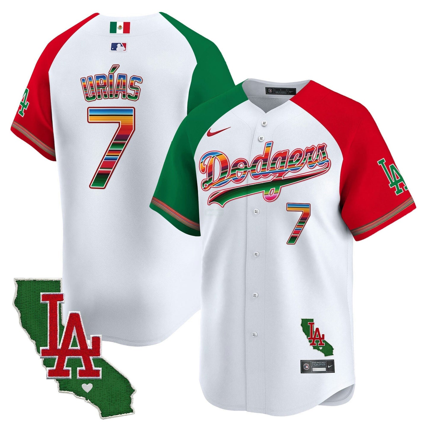 Camisa MLB Los Angeles Dodgers Men’s Mexico California Patch Vapor Premier Limited Jersey V2