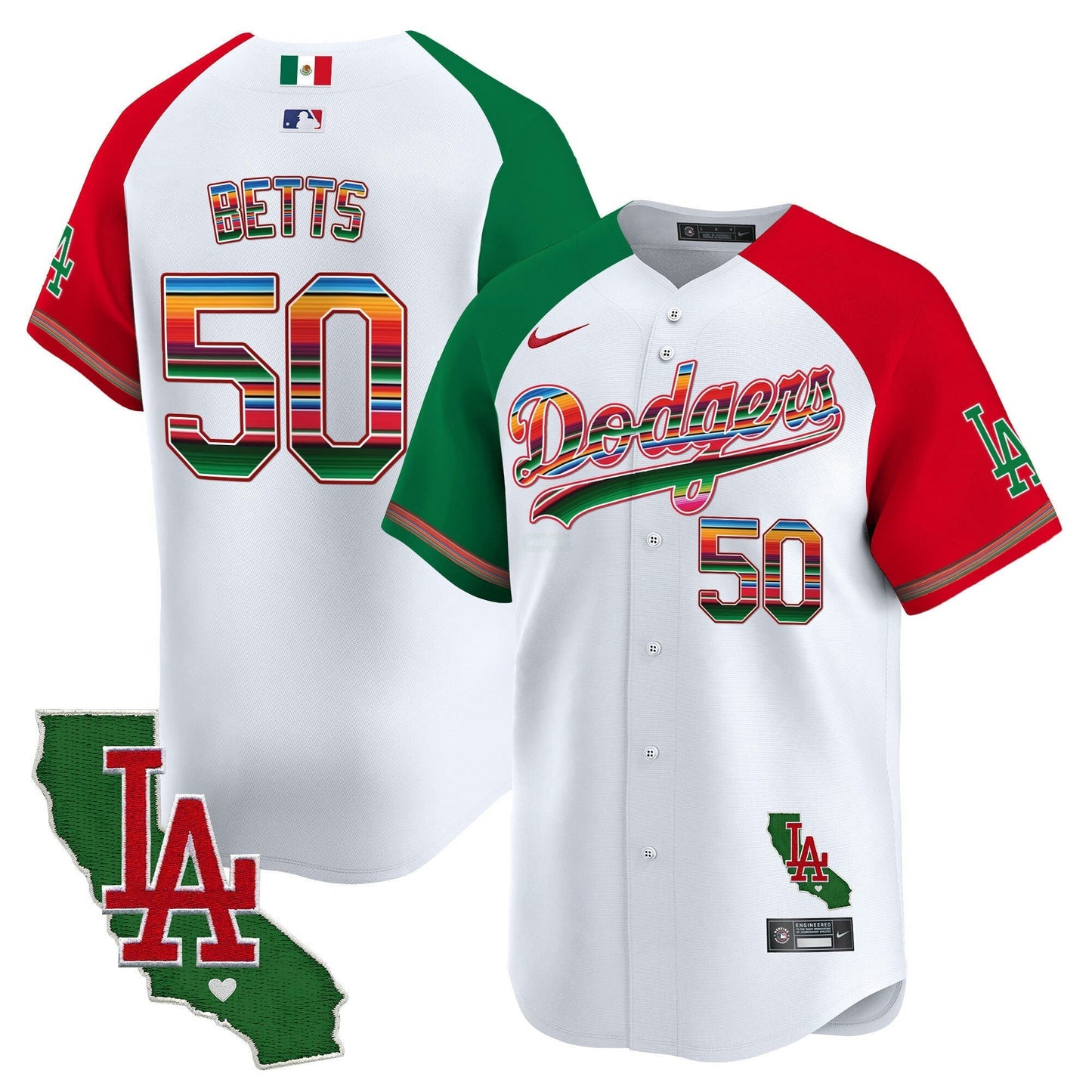 Camisa MLB Los Angeles Dodgers Men’s Mexico California Patch Vapor Premier Limited Jersey V2