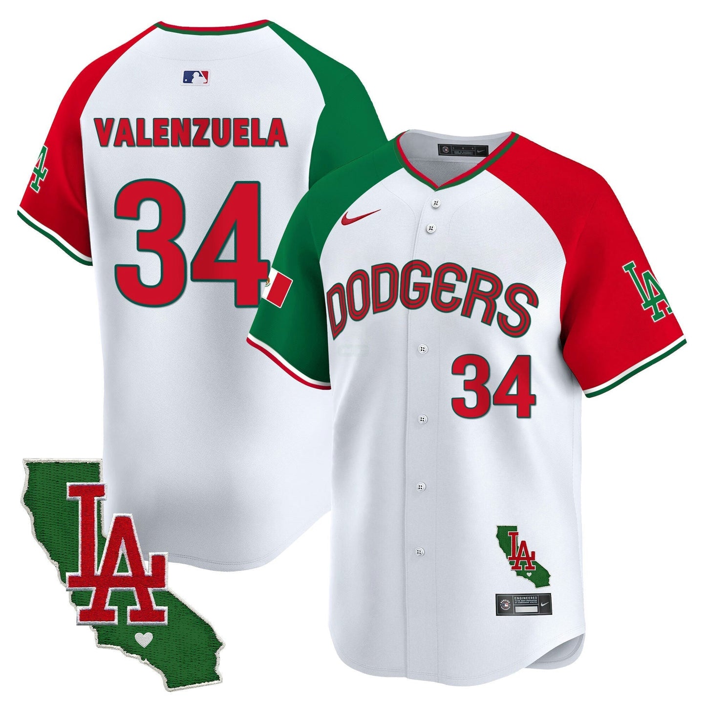 Camisa MLB Los Angeles Dodgers Men’s Mexico California Patch Vapor Premier Limited Jersey V3