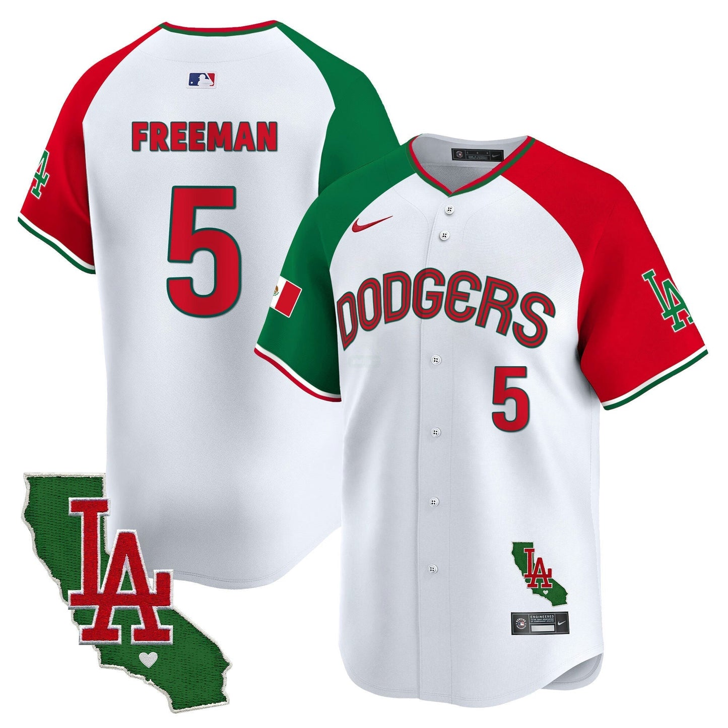 Camisa MLB Los Angeles Dodgers Men’s Mexico California Patch Vapor Premier Limited Jersey V3