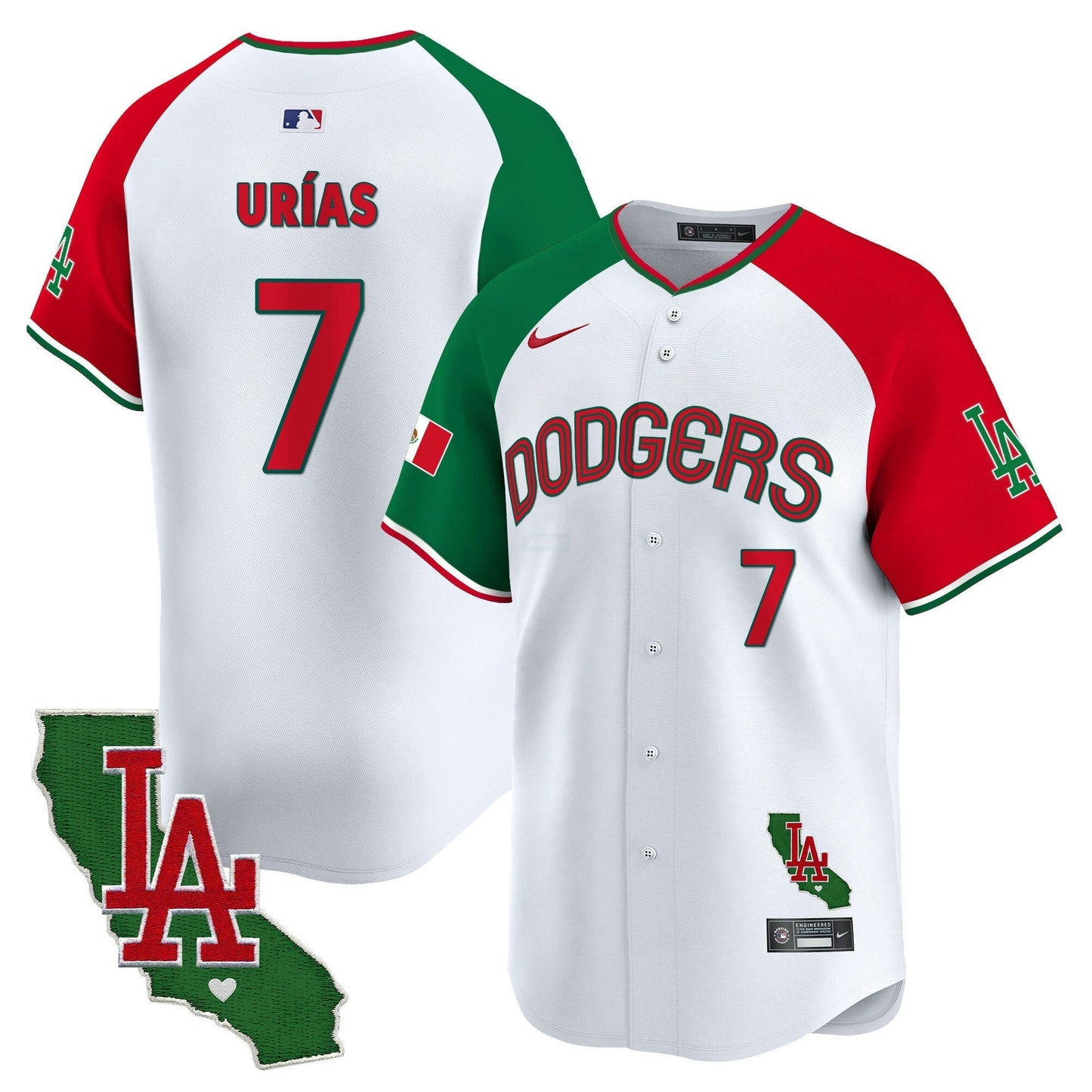 Camisa MLB Los Angeles Dodgers Men’s Mexico California Patch Vapor Premier Limited Jersey V3