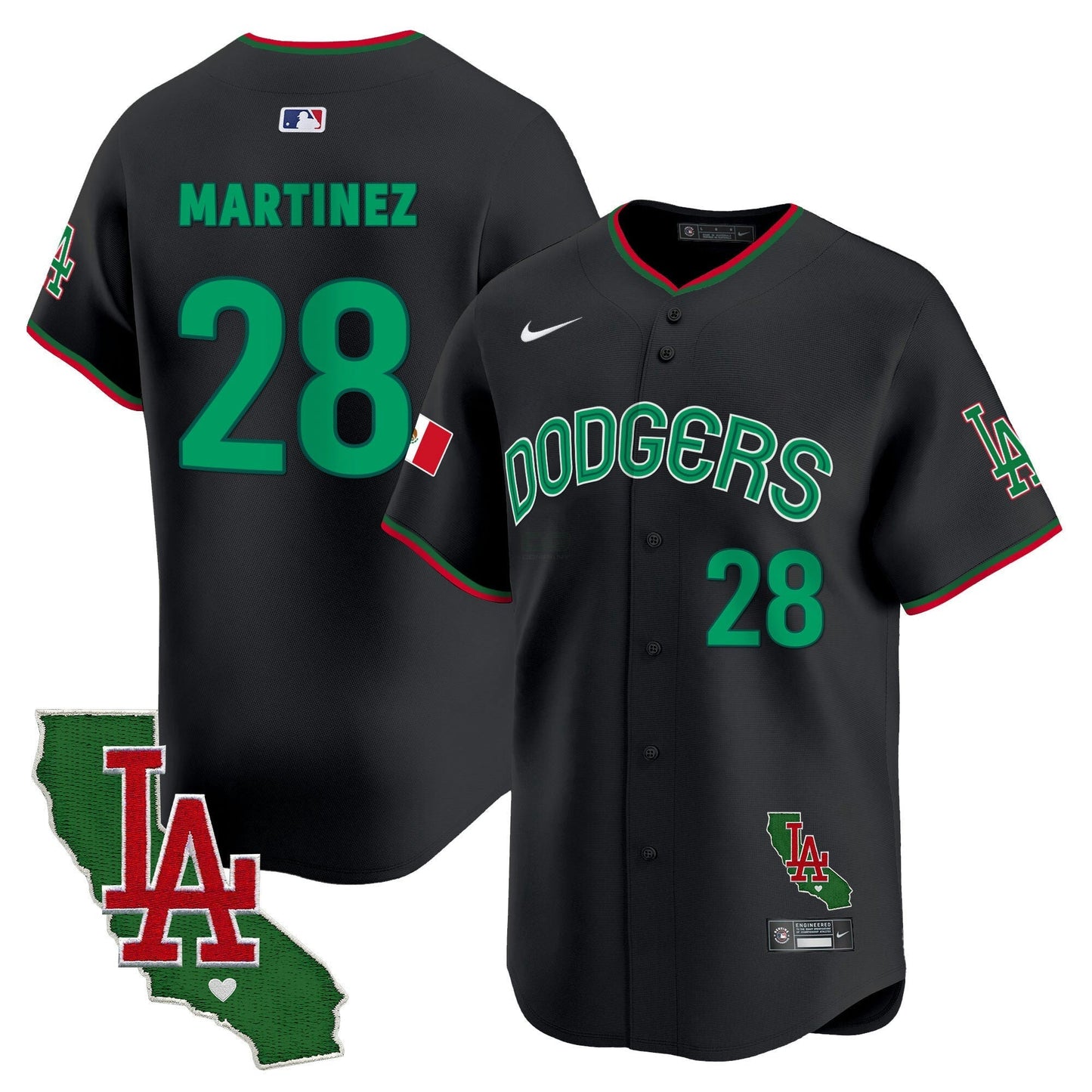 Camisa MLB Los Angeles Dodgers Men’s Mexico California Patch Vapor Premier Limited Jersey V3