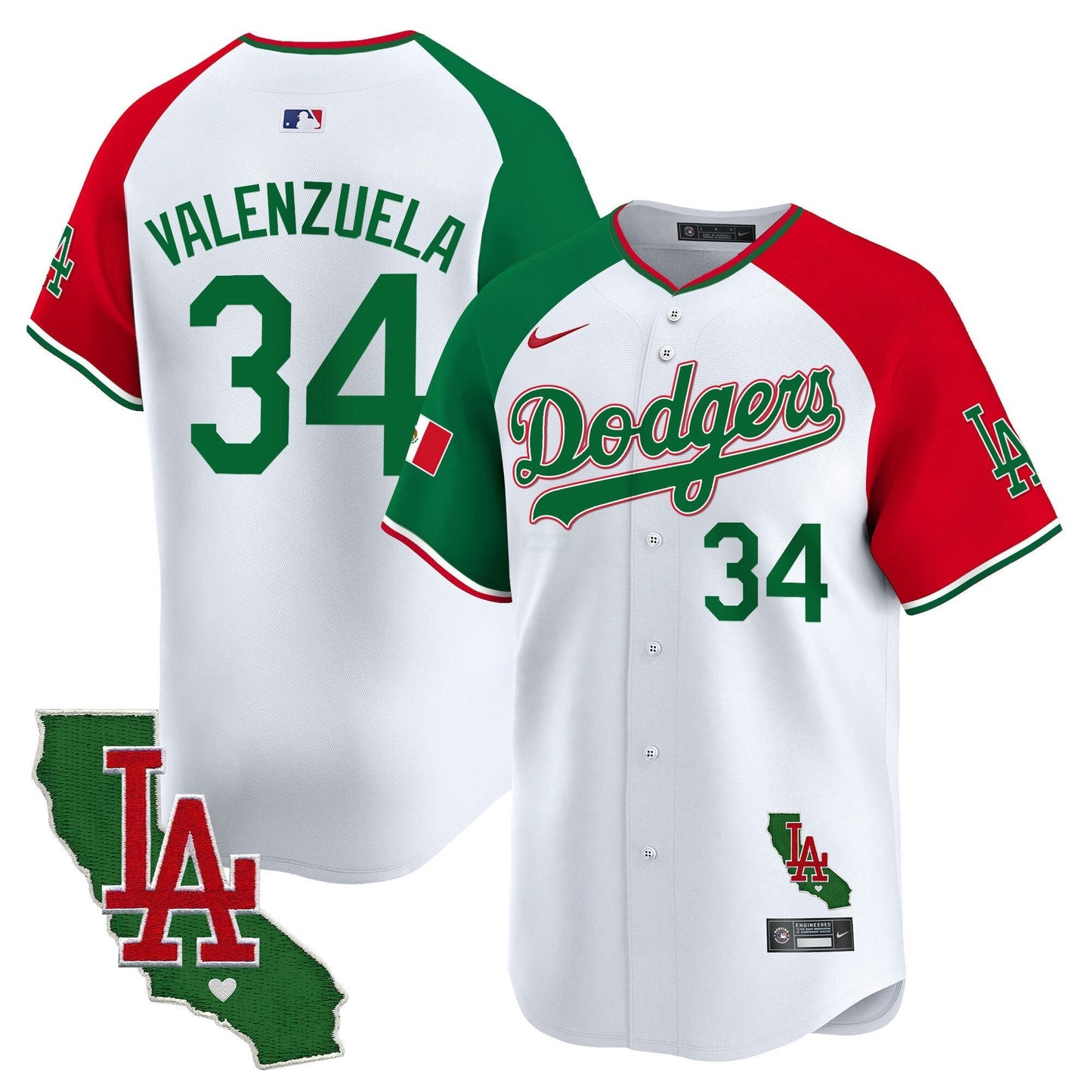 Camisa MLB Los Angeles Dodgers Men’s Mexico California Patch Vapor Premier Limited Jersey V4