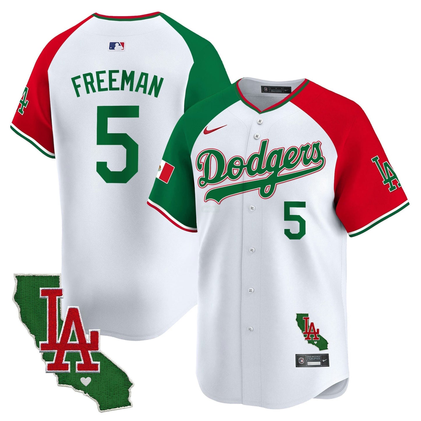Camisa MLB Los Angeles Dodgers Men’s Mexico California Patch Vapor Premier Limited Jersey V4