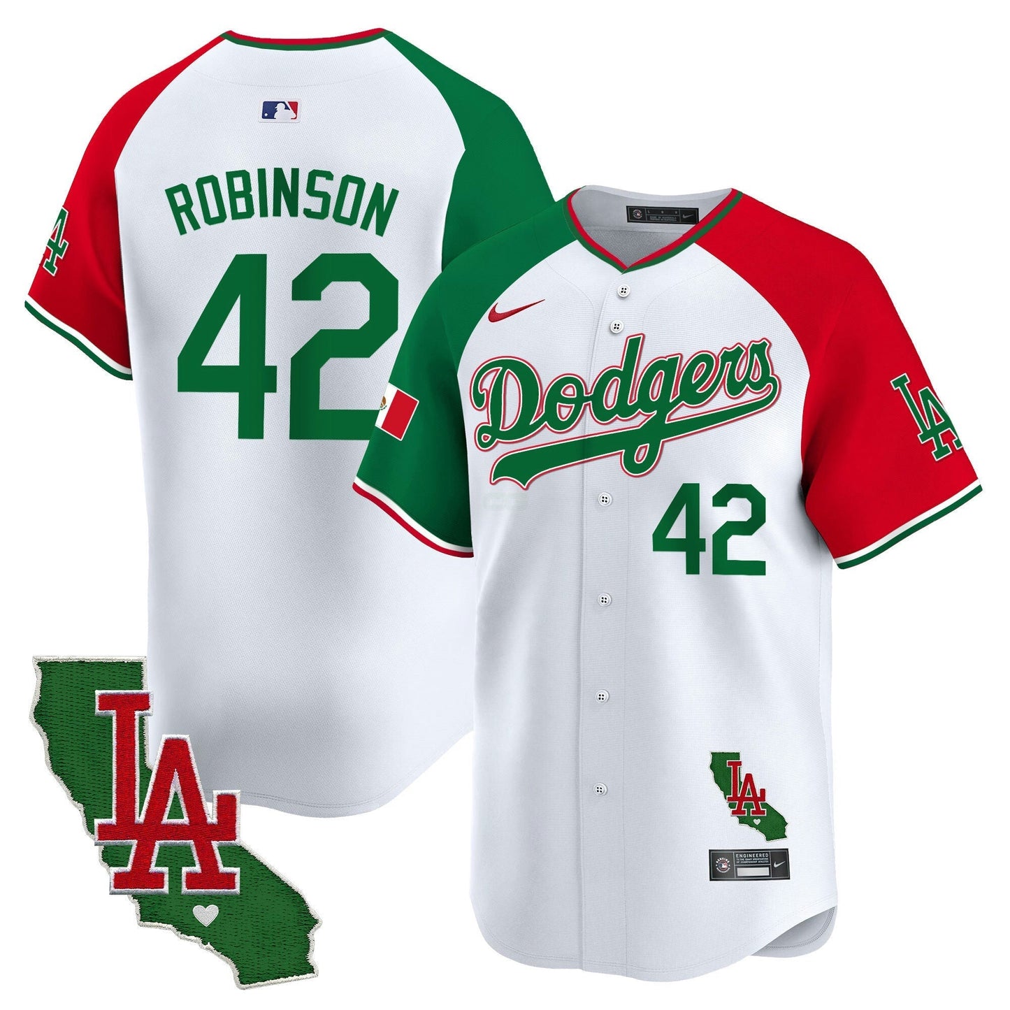 Camisa MLB Los Angeles Dodgers Men’s Mexico California Patch Vapor Premier Limited Jersey V4
