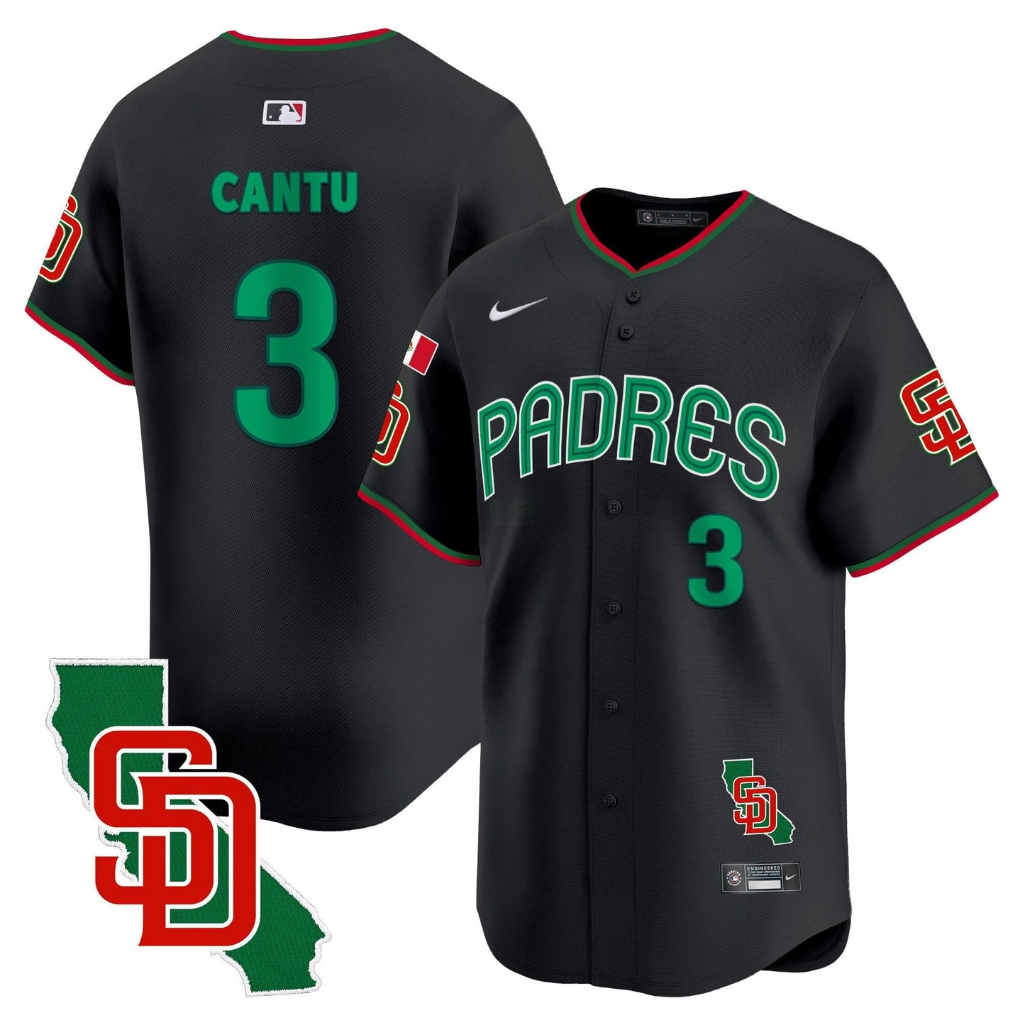 Camisa MLB San Diego Padres Men’s Mexico California Patch Vapor Premier Limited Jersey V4