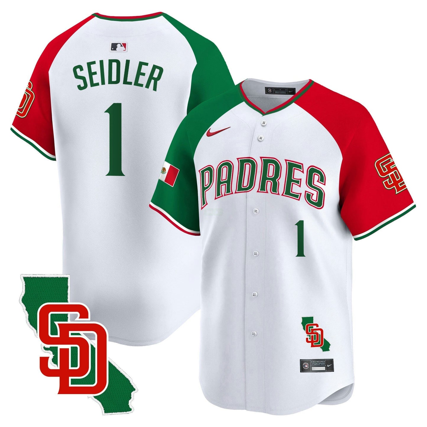 Camisa MLB San Diego Padres Men’s Mexico California Patch Vapor Premier Limited Jersey V5