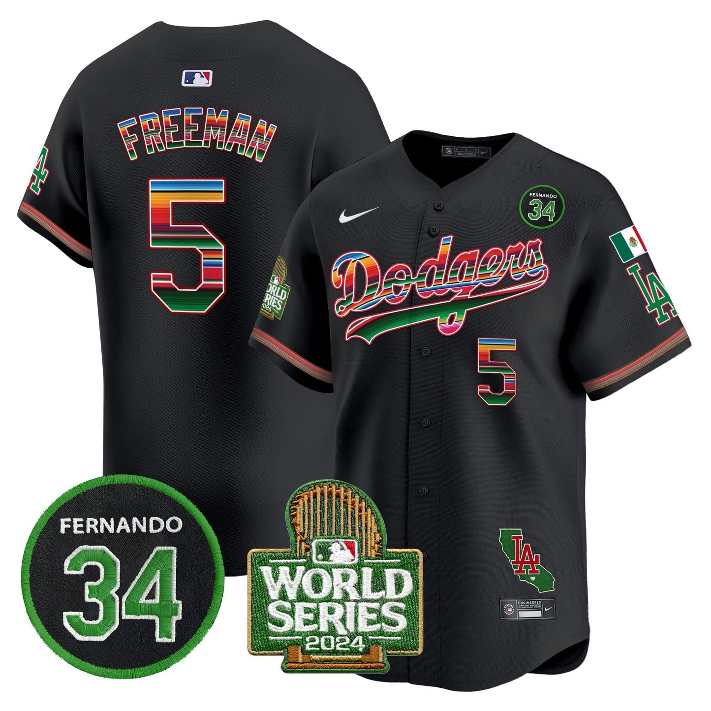 Camisa MLB Men’s Mexico Fernando Memorial & 2024 World Series Patch Vapor Premier Limited Jersey