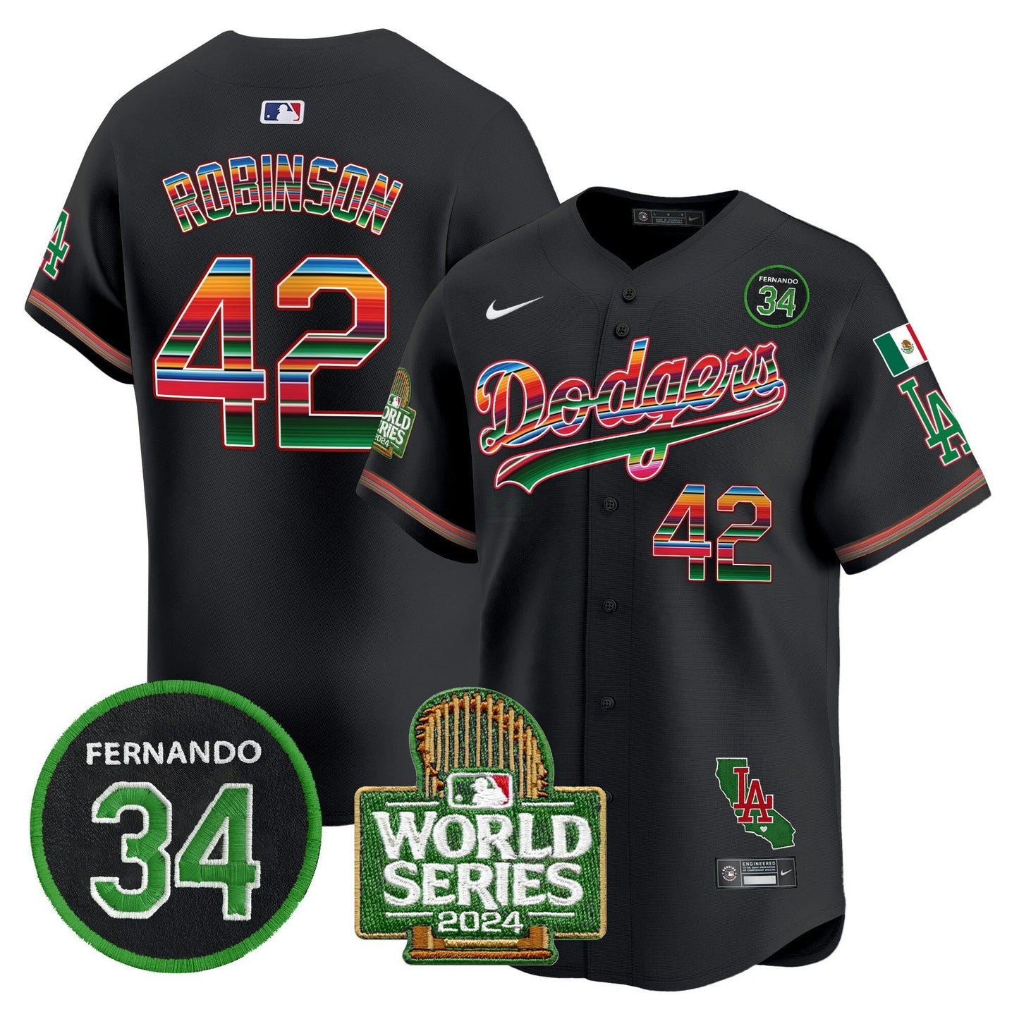 Camisa MLB Men’s Mexico Fernando Memorial & 2024 World Series Patch Vapor Premier Limited Jersey