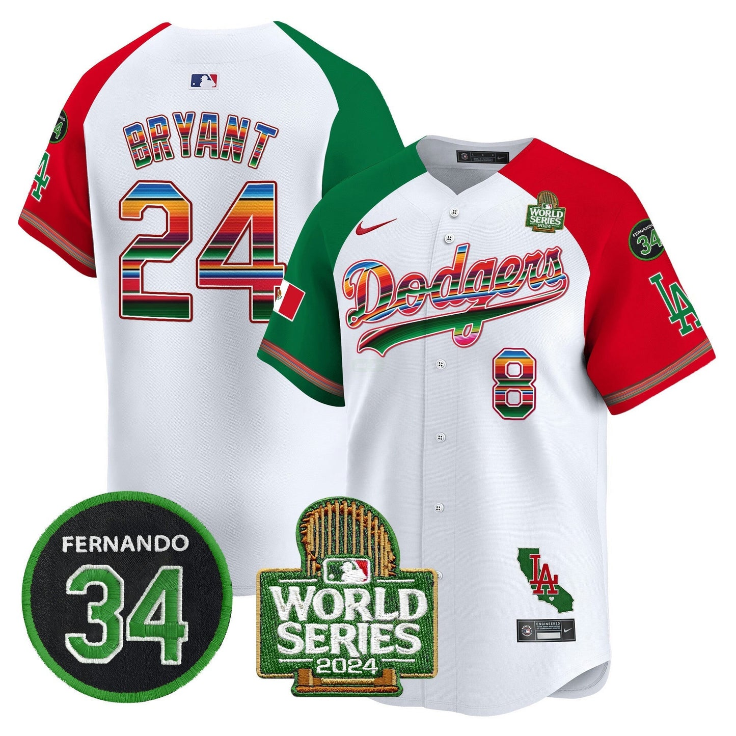 Camisa MLB Men’s Mexico Fernando Memorial & 2024 World Series Patch Vapor Premier Limited Jersey V2