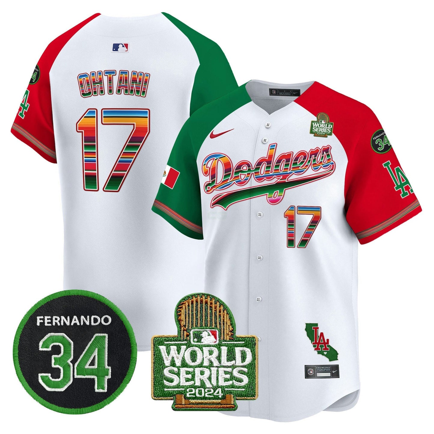 Camisa MLB Men’s Mexico Fernando Memorial & 2024 World Series Patch Vapor Premier Limited Jersey V2