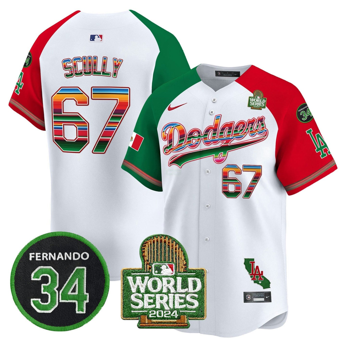 Camisa MLB Men’s Mexico Fernando Memorial & 2024 World Series Patch Vapor Premier Limited Jersey V2