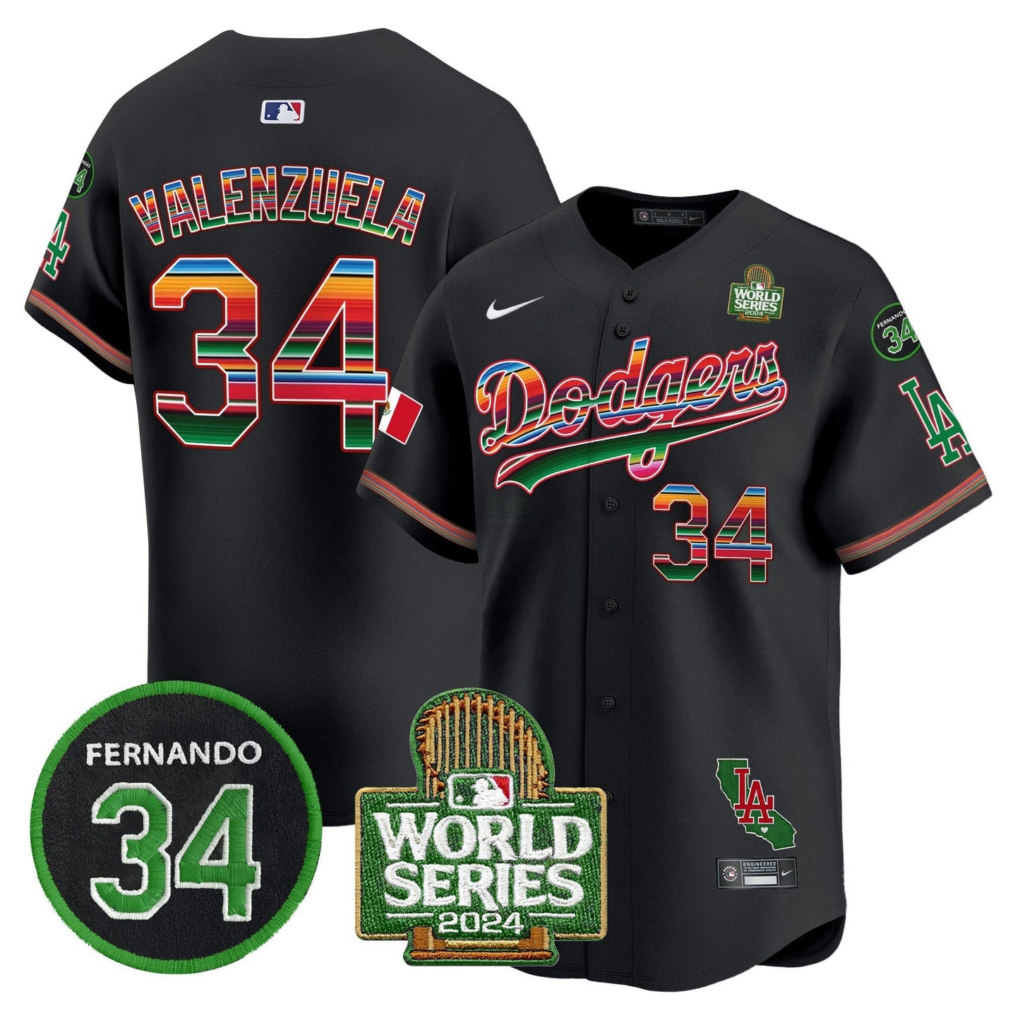 Camisa MLB Men’s Mexico Fernando Memorial & 2024 World Series Patch Vapor Premier Limited Jersey V2