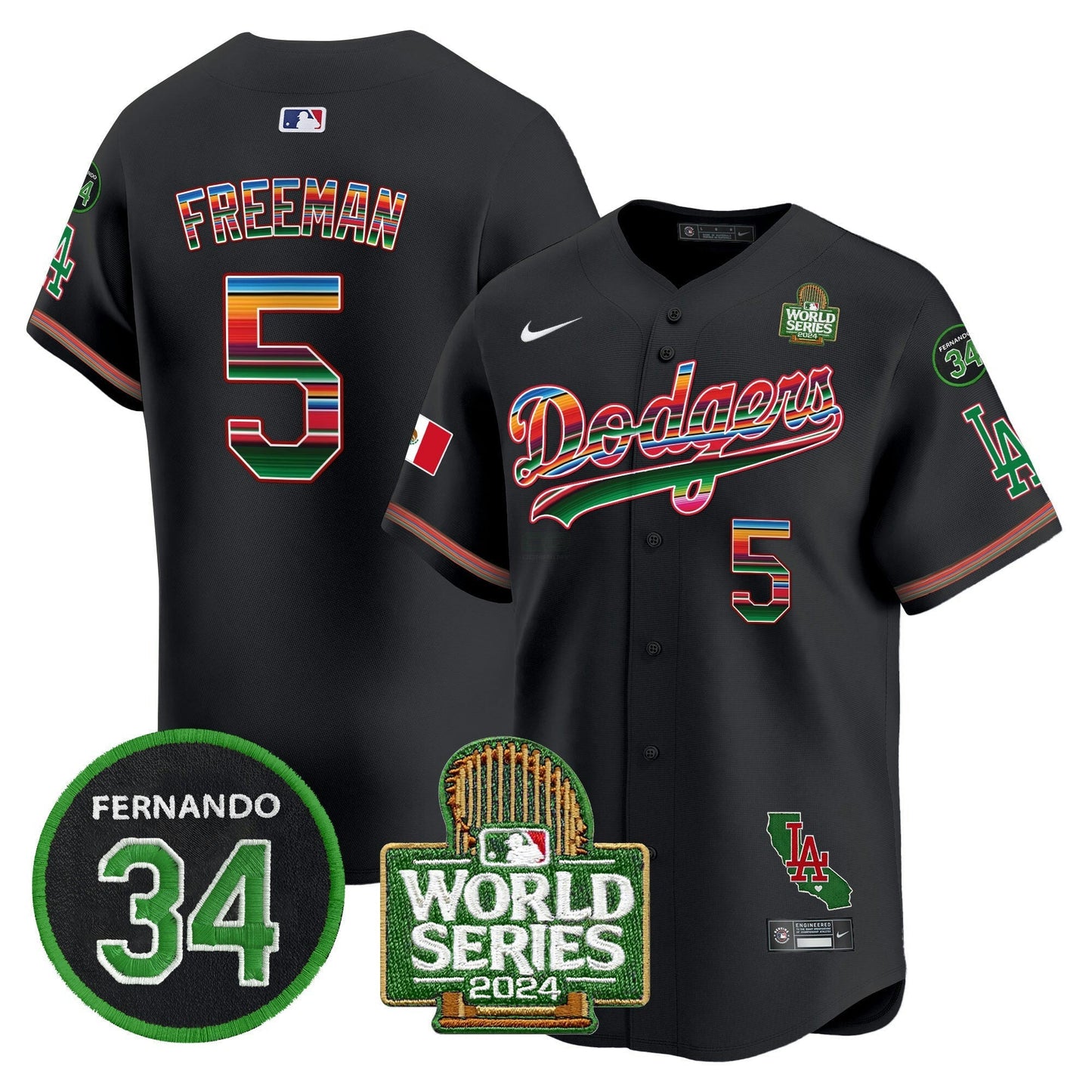 Camisa MLB Men’s Mexico Fernando Memorial & 2024 World Series Patch Vapor Premier Limited Jersey V2
