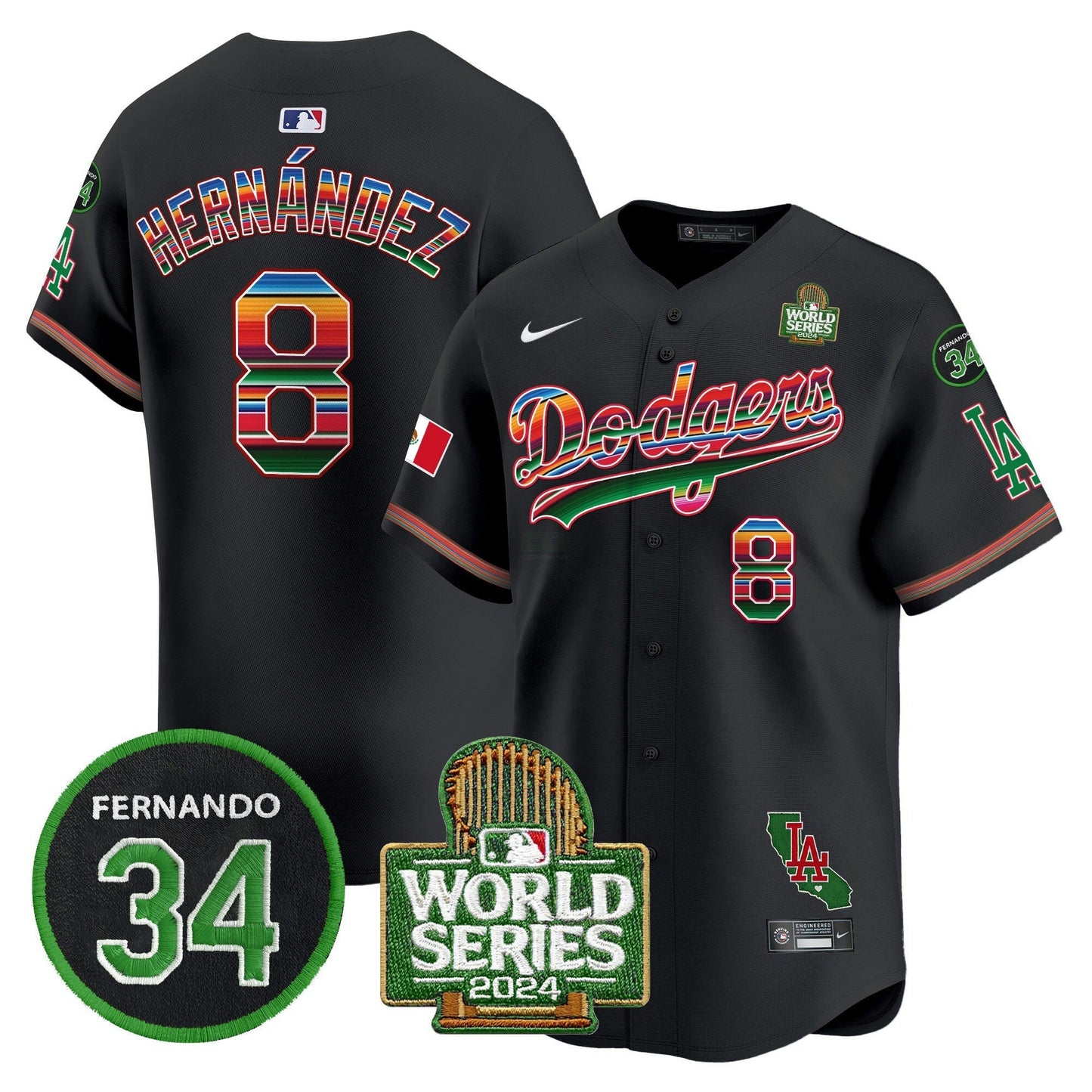 Camisa MLB Men’s Mexico Fernando Memorial & 2024 World Series Patch Vapor Premier Limited Jersey V2