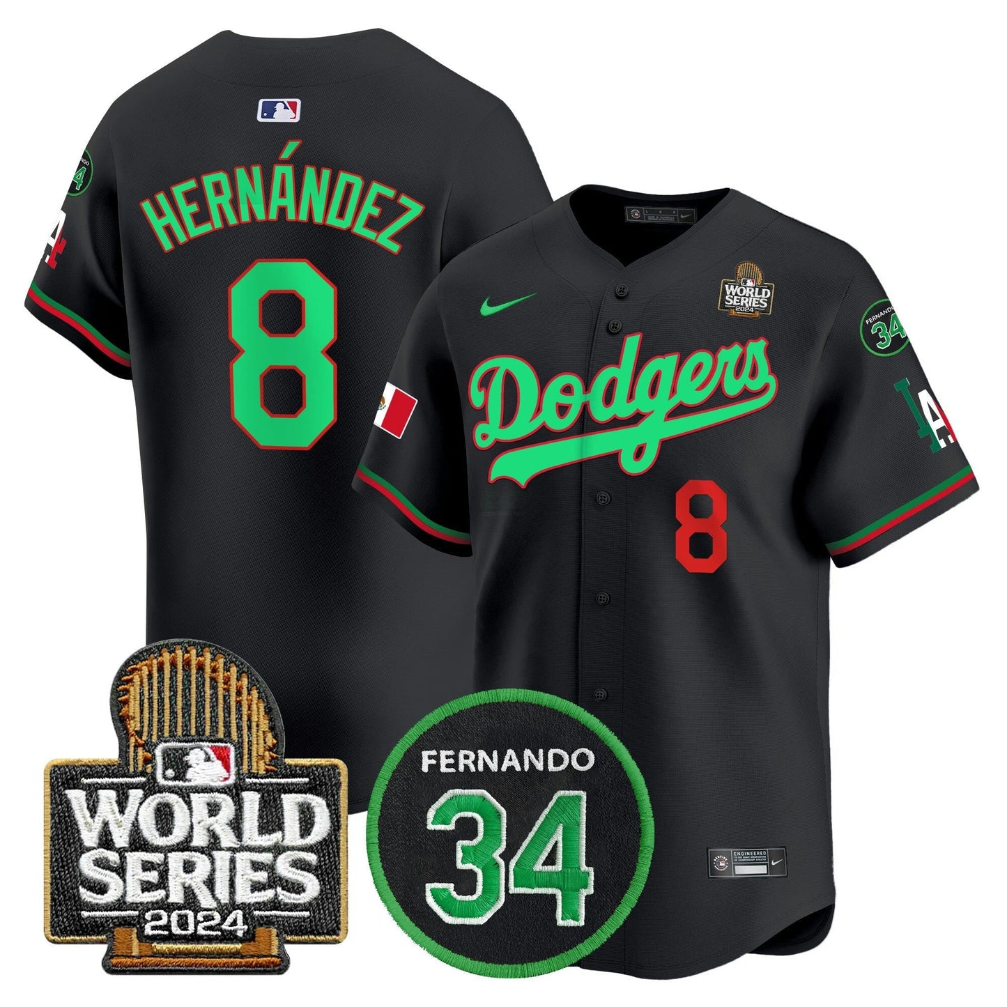 Camisa MLB Men’s Mexico Fernando Memorial & 2024 World Series Patch Vapor Premier Limited Jersey V3