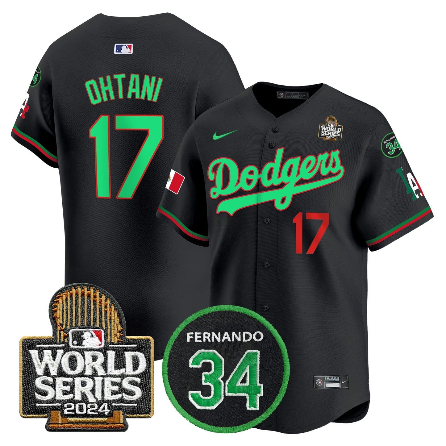 Camisa MLB Men’s Mexico Fernando Memorial & 2024 World Series Patch Vapor Premier Limited Jersey V3
