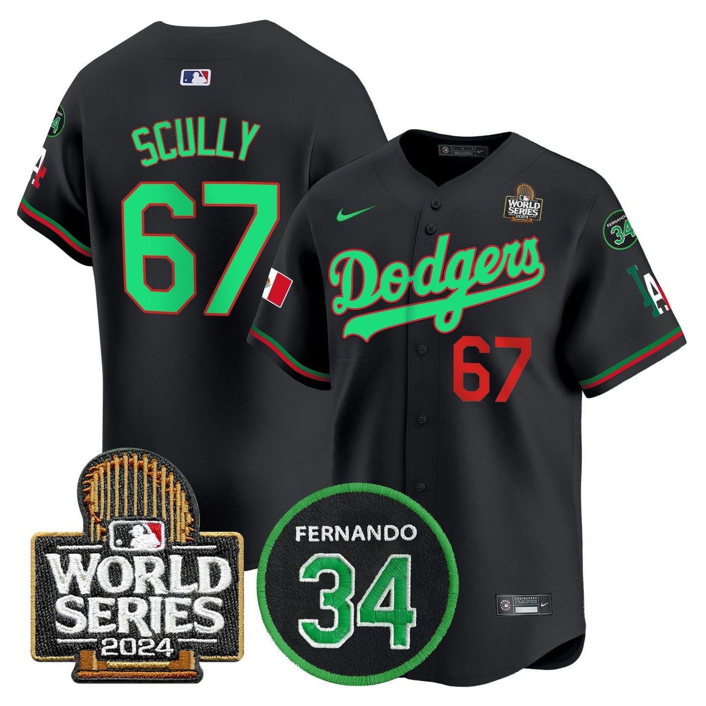 Camisa MLB Men’s Mexico Fernando Memorial & 2024 World Series Patch Vapor Premier Limited Jersey V3